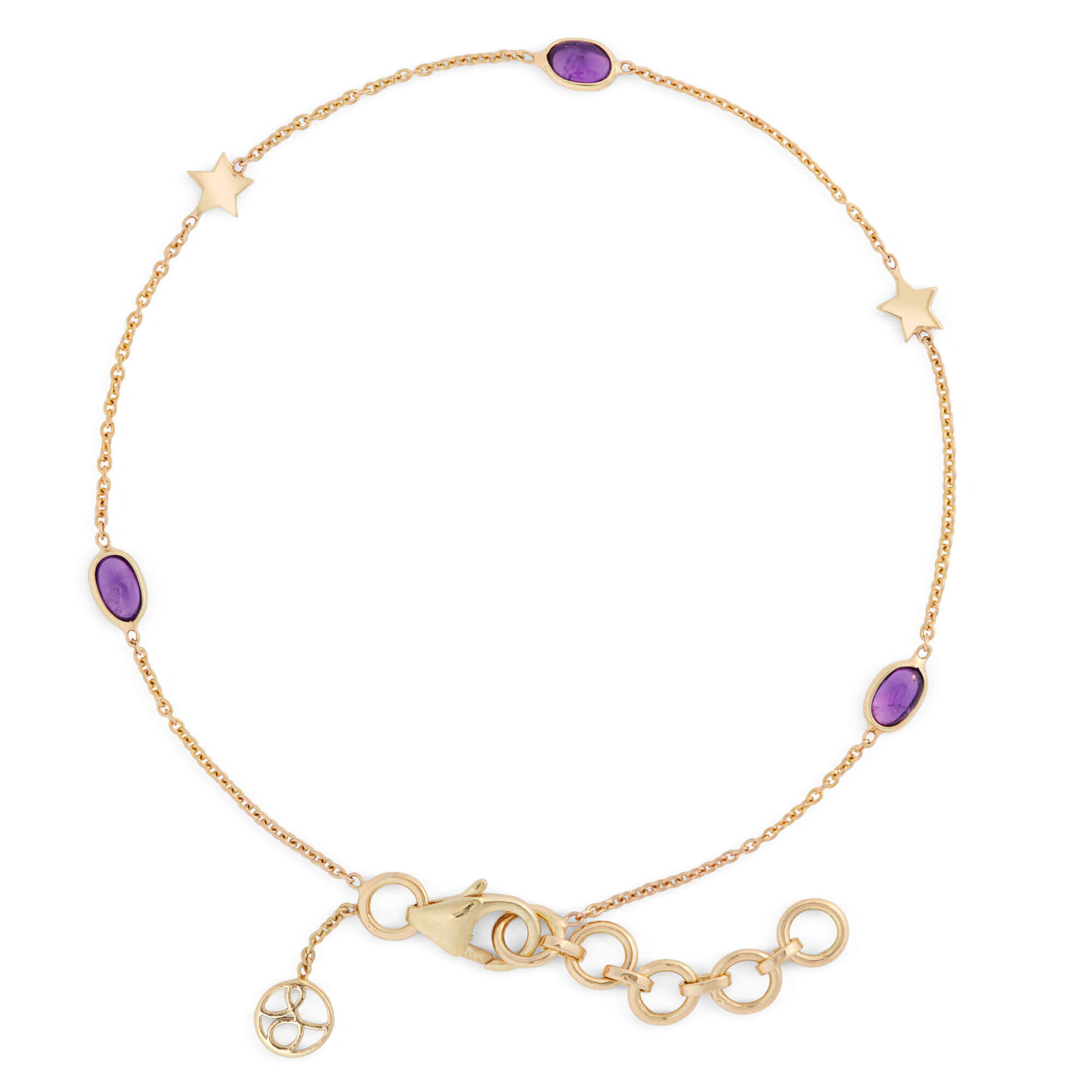 Oval Amethyst Station Bracelet, 14K Yellow Gold
