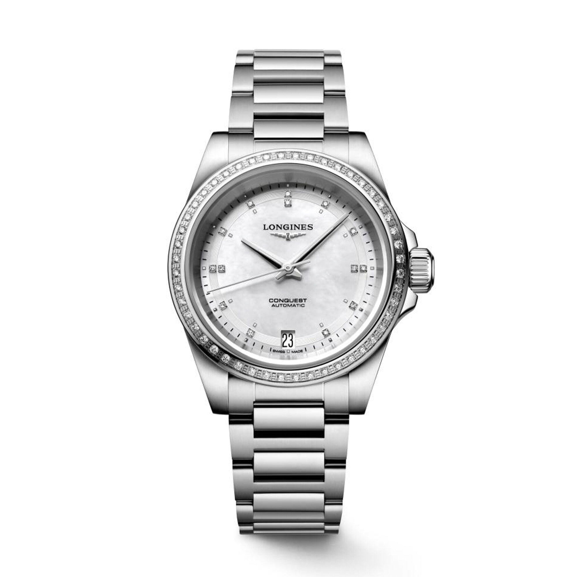 Longines Conquest Watch White Mother-of-Pearl Dial, 34mm