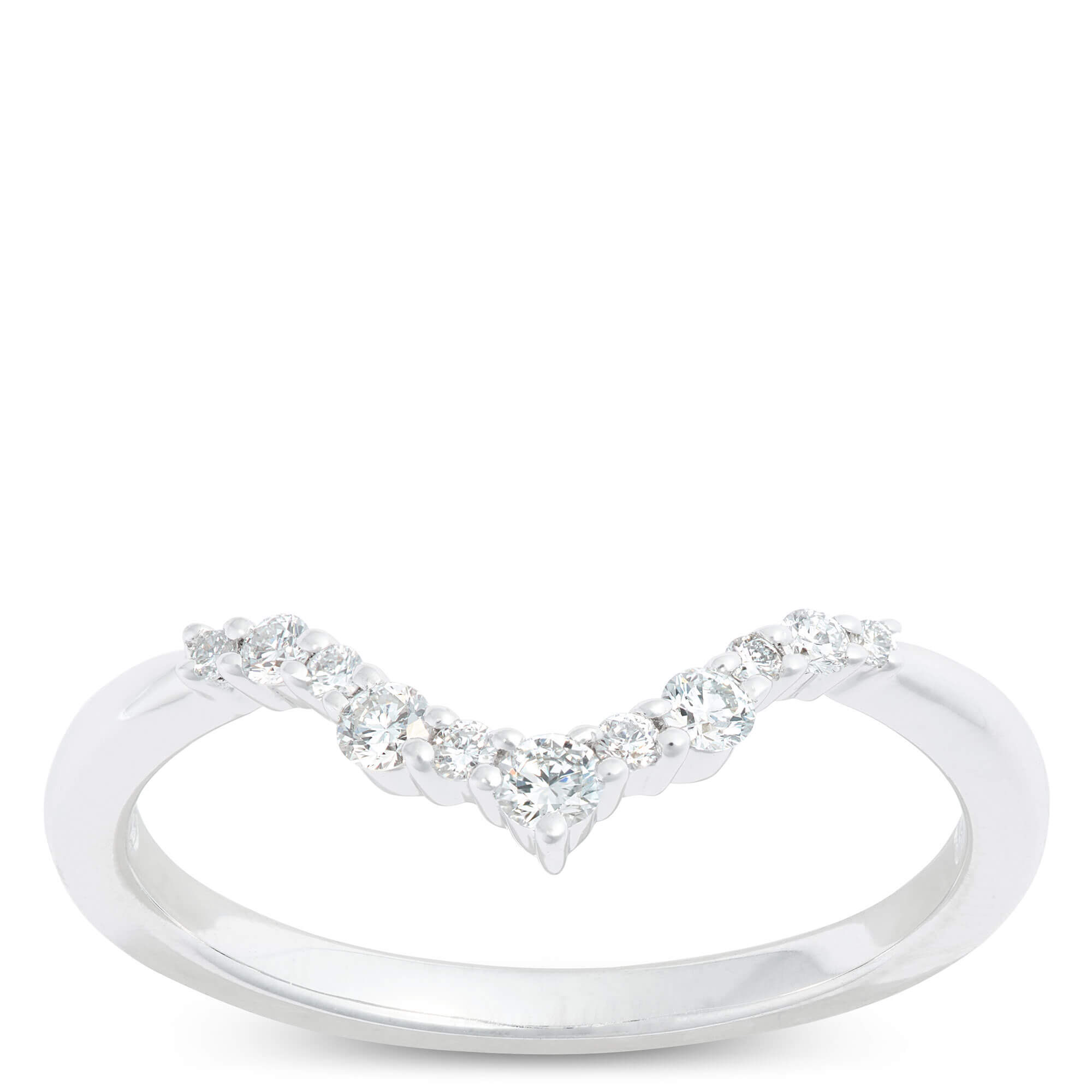 Round Diamond Contour Band, 14K White Gold