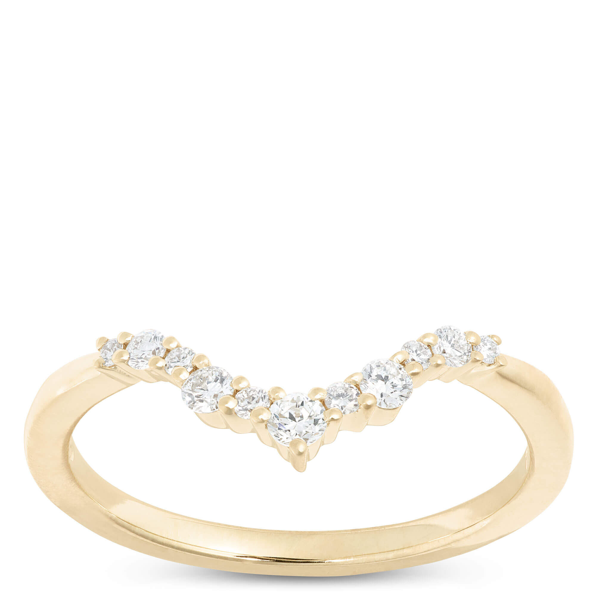 Round Diamond Contour Band, 14K Yellow Gold