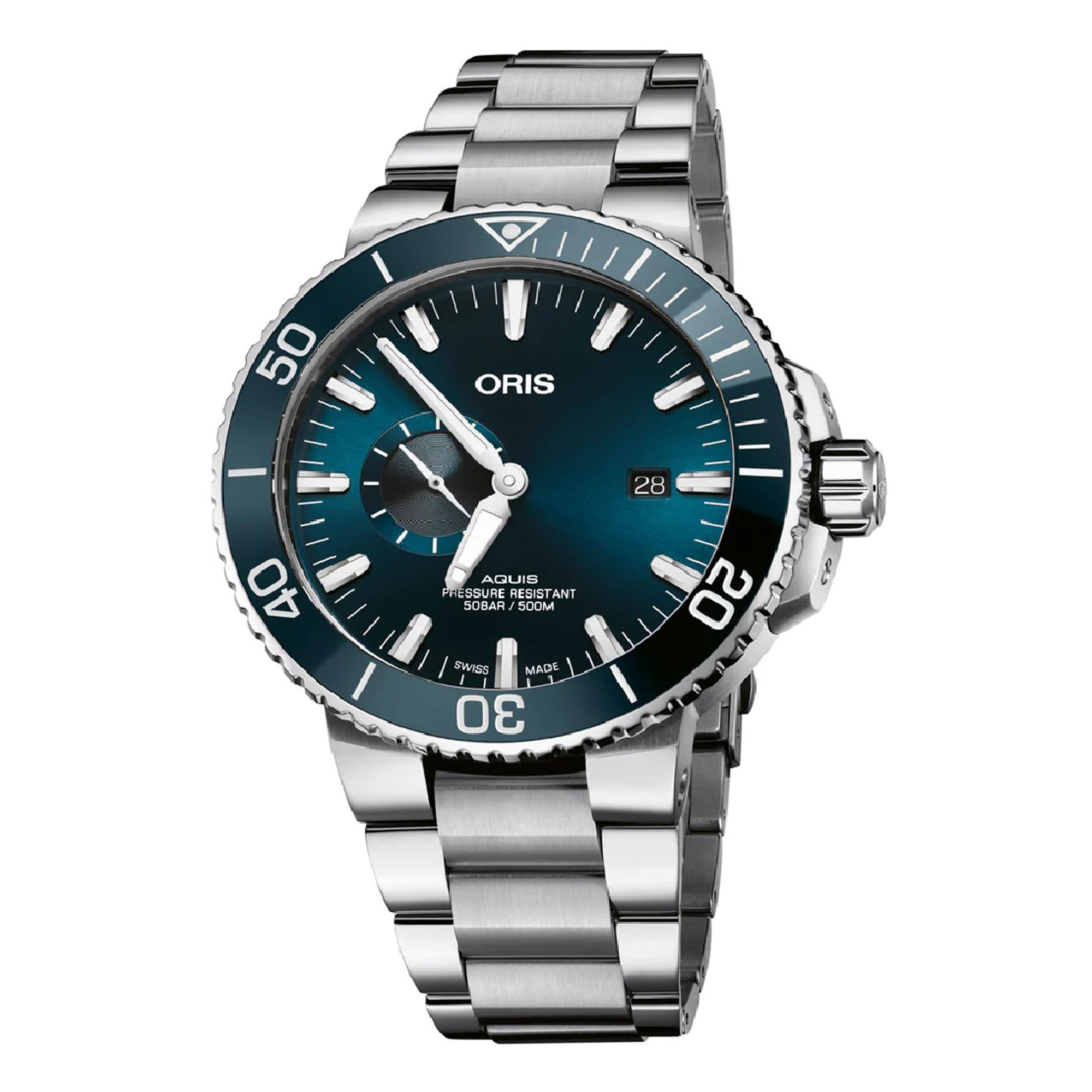 Oris Aquis Small Second Date Blue Dial Watch, 45.5mm