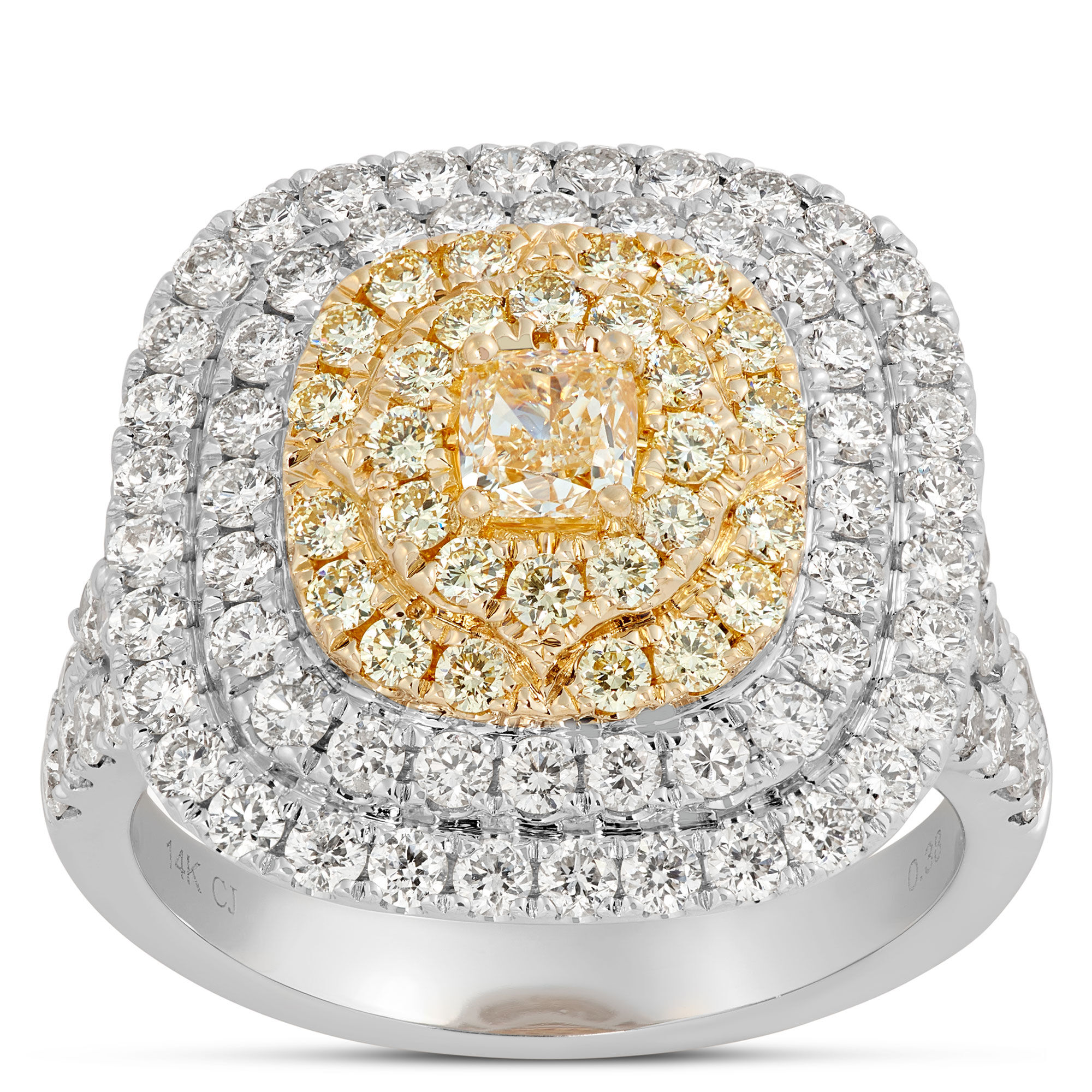 Two Tone Cluster Diamond Ring, 14K Gold