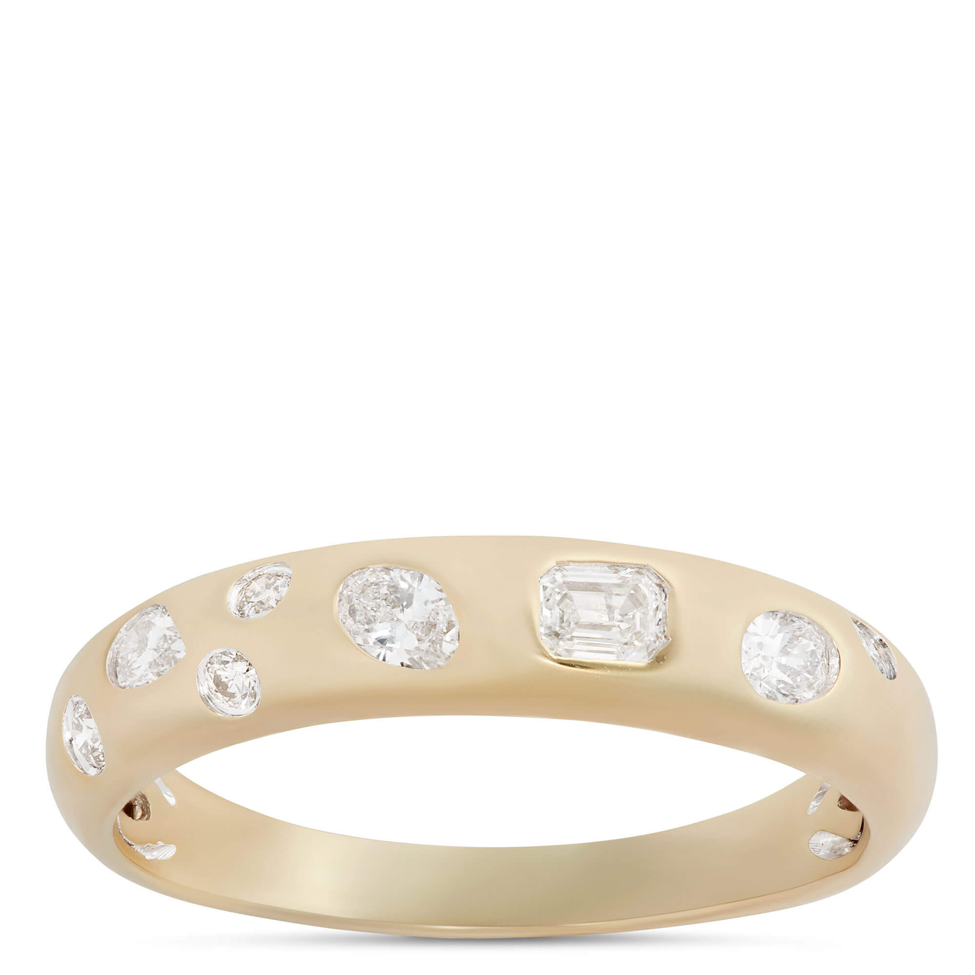 Flush Set Diamond Anniversary Band, 14K Yellow Gold