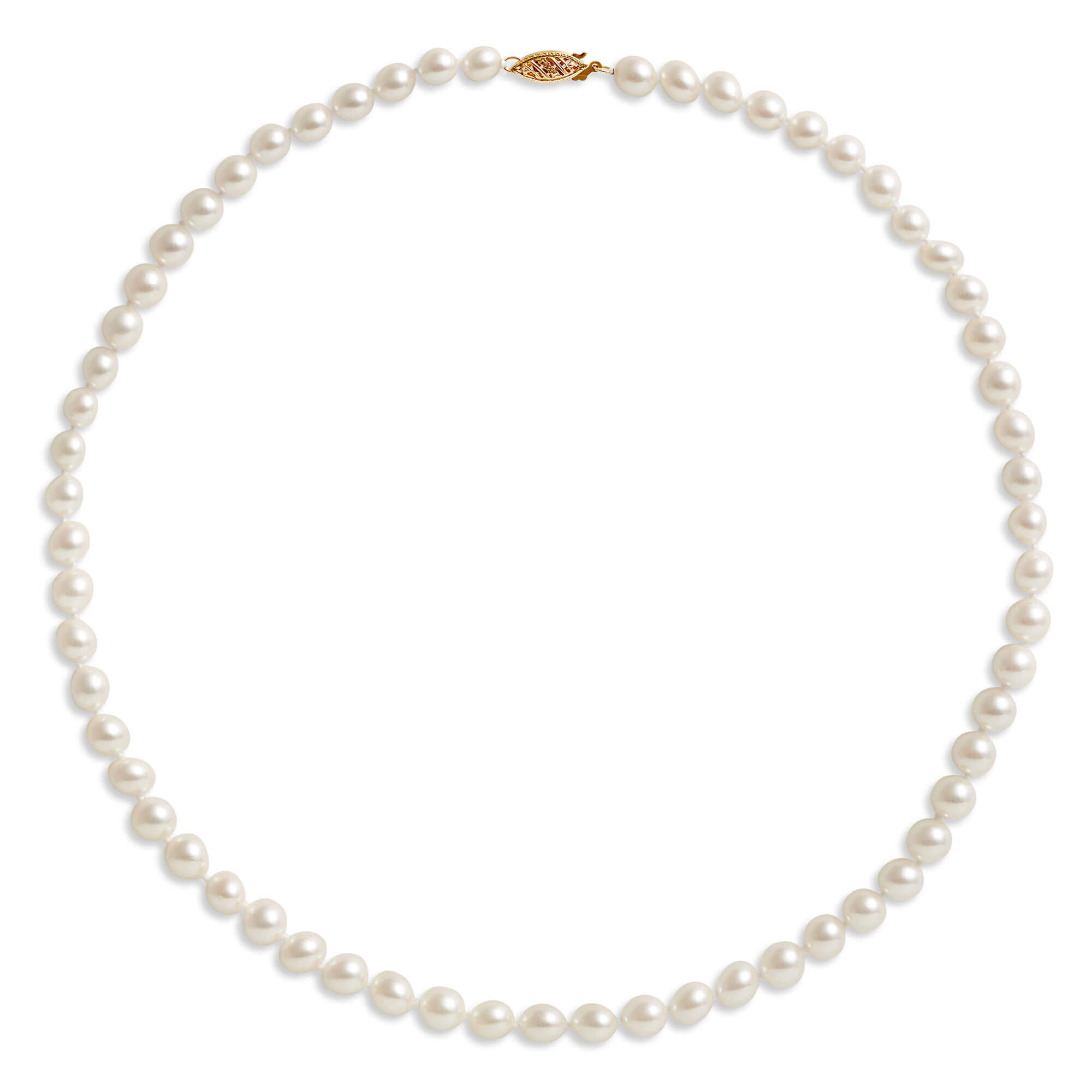 18-Inch Cultured Akoya Pearl Strand, 14K Yellow Gold