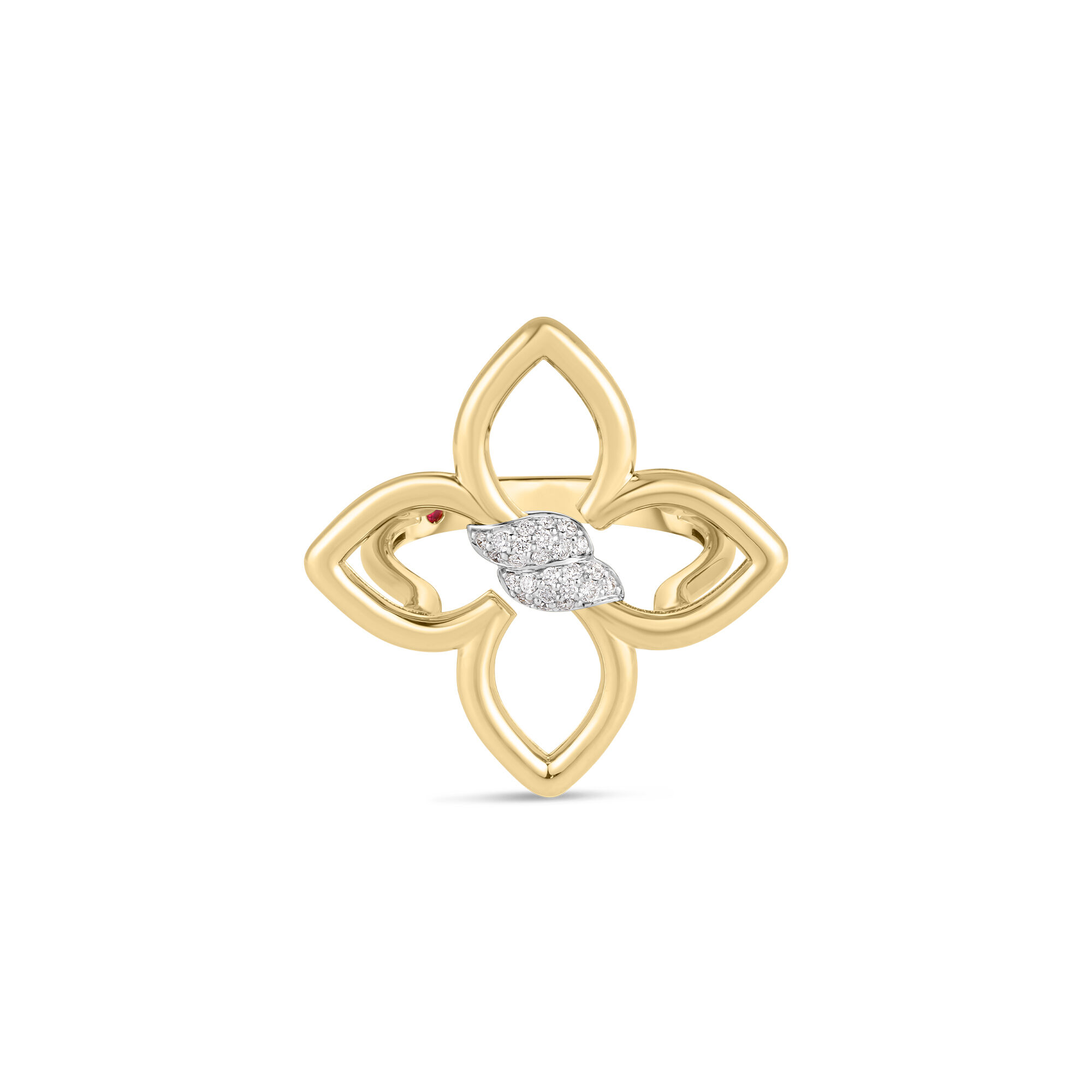 Roberto Coin 18k Yellow/White Gold Cialoma Small Diamond Flower Ring