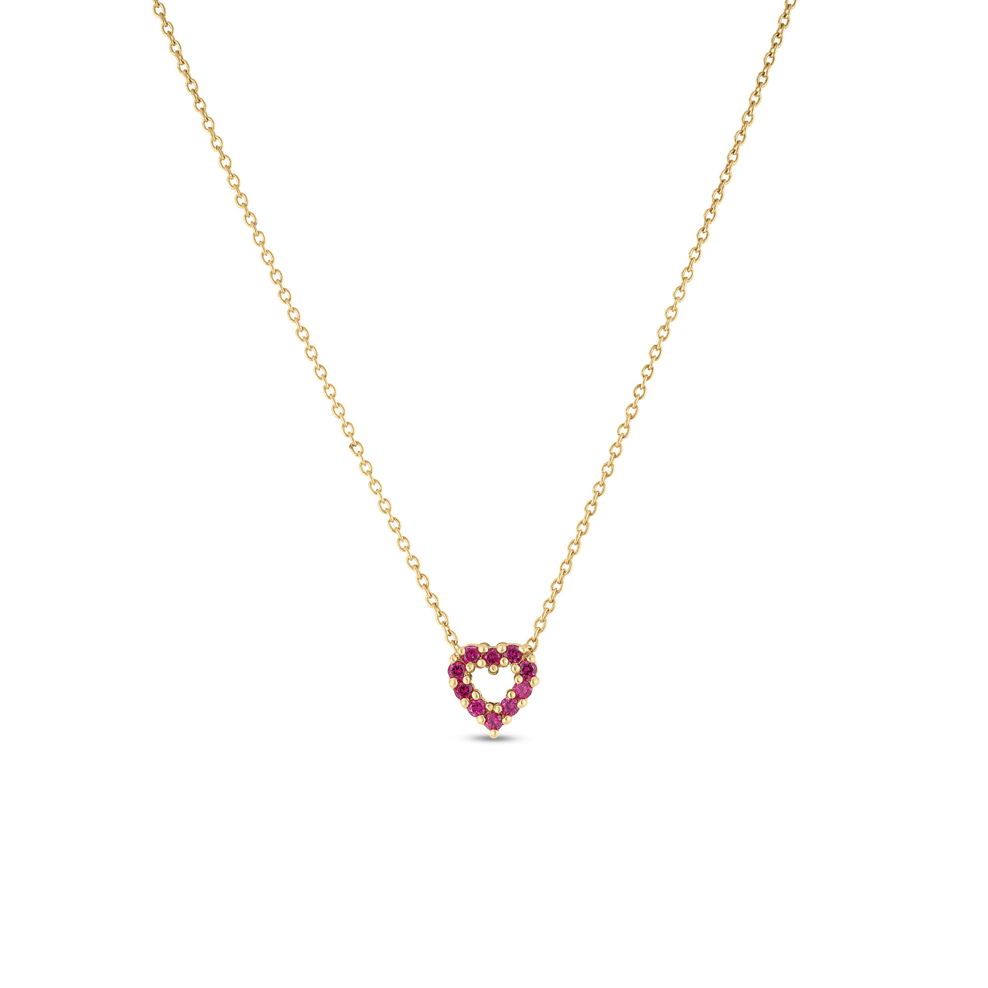 Roberto Coin 18k Yellow Gold Tiny Treasures Diamond and Ruby Reversible Heart Necklace