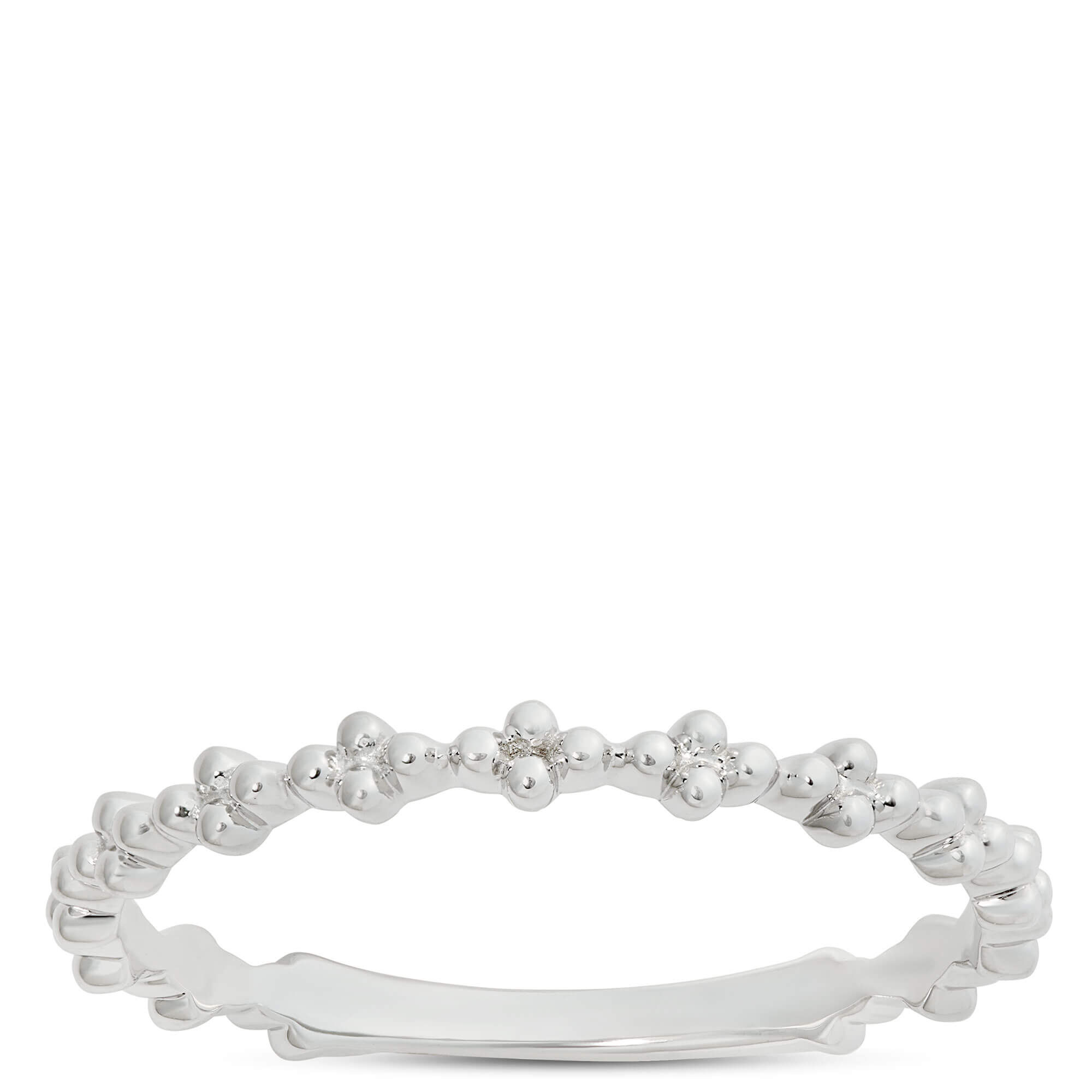 Beaded Cluster Band, 14K White Gold