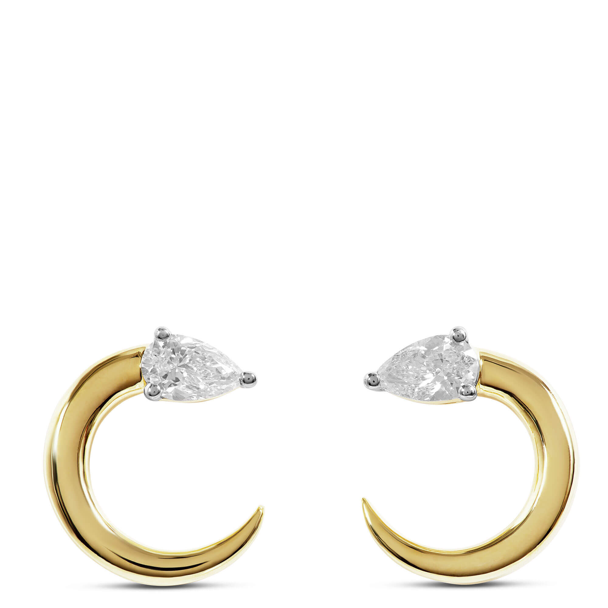 Pear Shaped Diamond Curl Earrings, 18K Yellow Gold