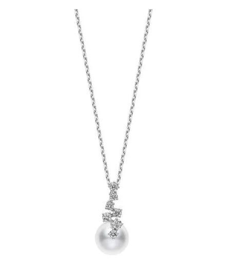 Mikimoto Akoya Cultured Pearl Pendant in 18K White Gold with Diamond