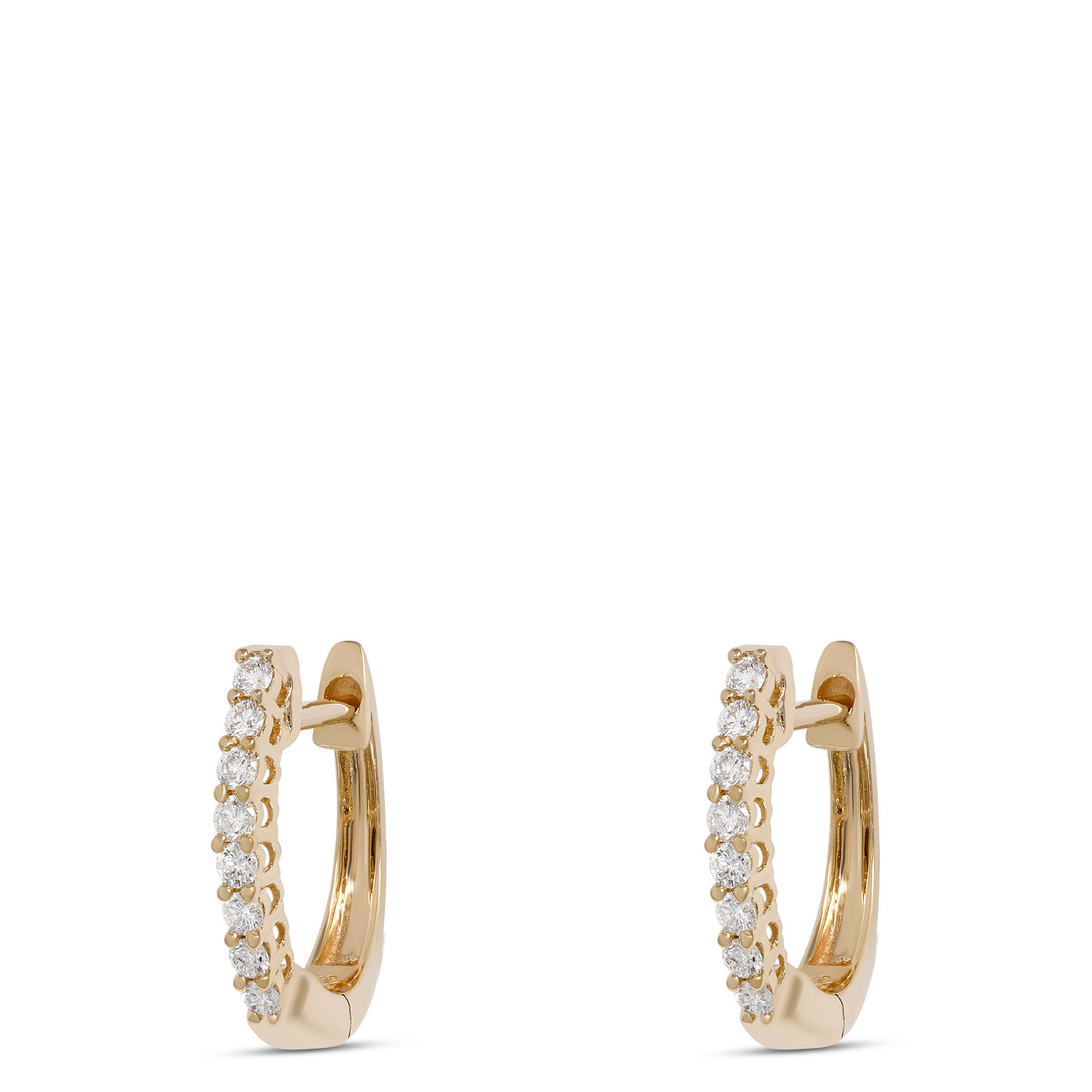 12MM Oval Prong Diamond Hoop Earrings, 14K Yellow Gold