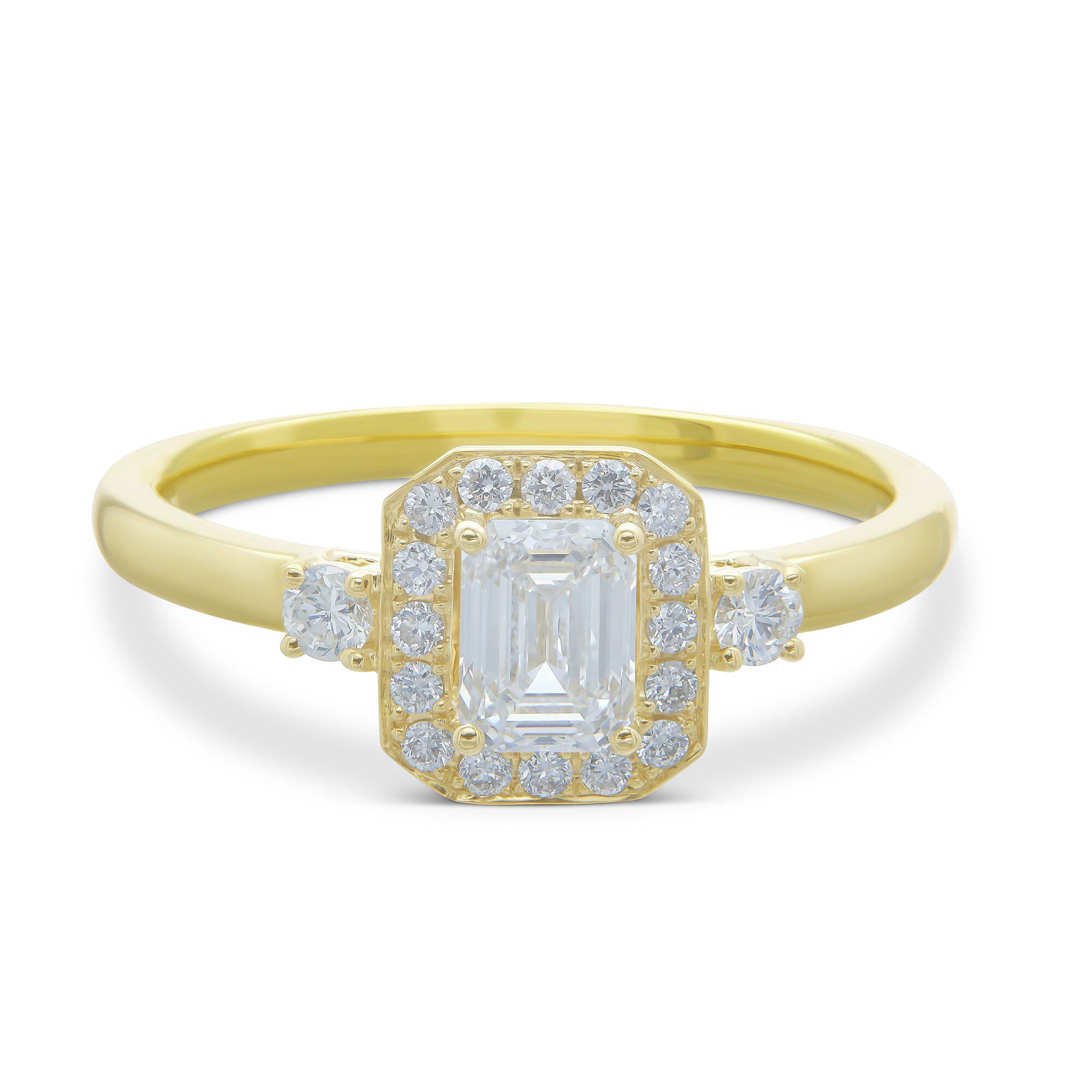 Emerald Cut Diamond Bridal Ring, 14K Yellow Gold