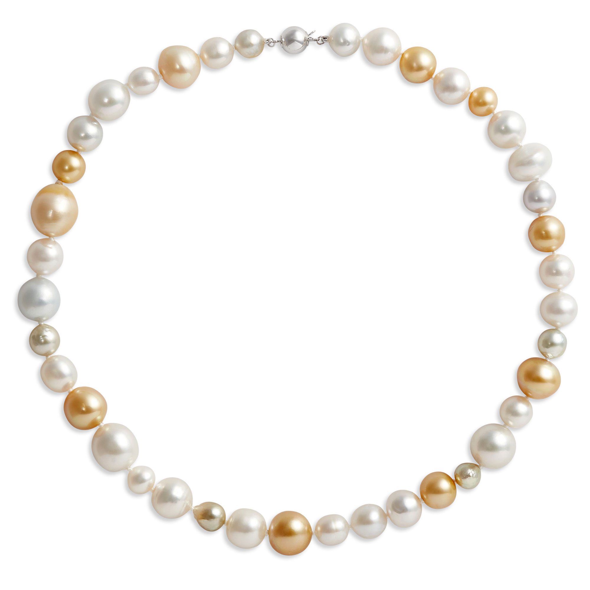 18-Inch Semi Baroque Pearl Strand, 14K White Gold