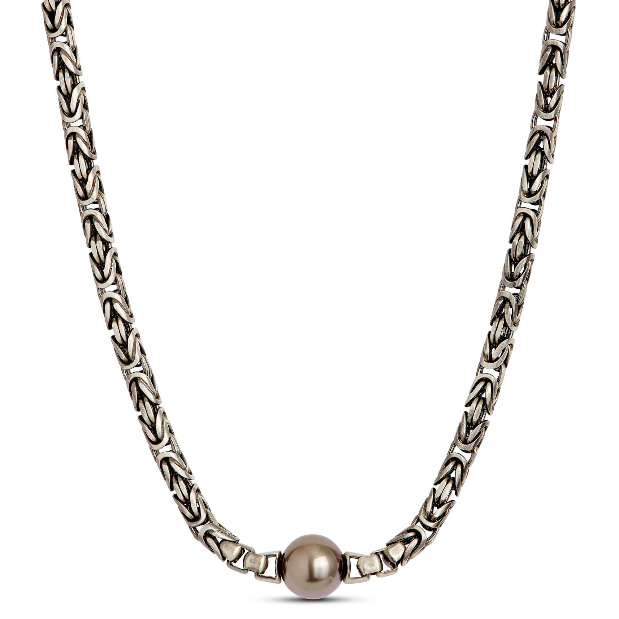 22-Inch Cultured Tahiti Pearl Ruthenium Plated Silver Necklace