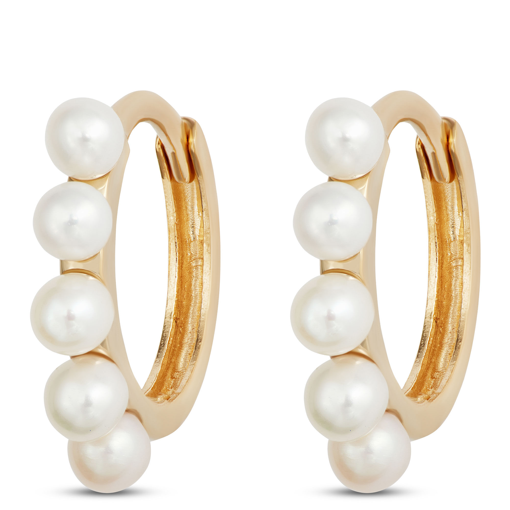 10MM Pearl Hoops, 14K Yellow Gold