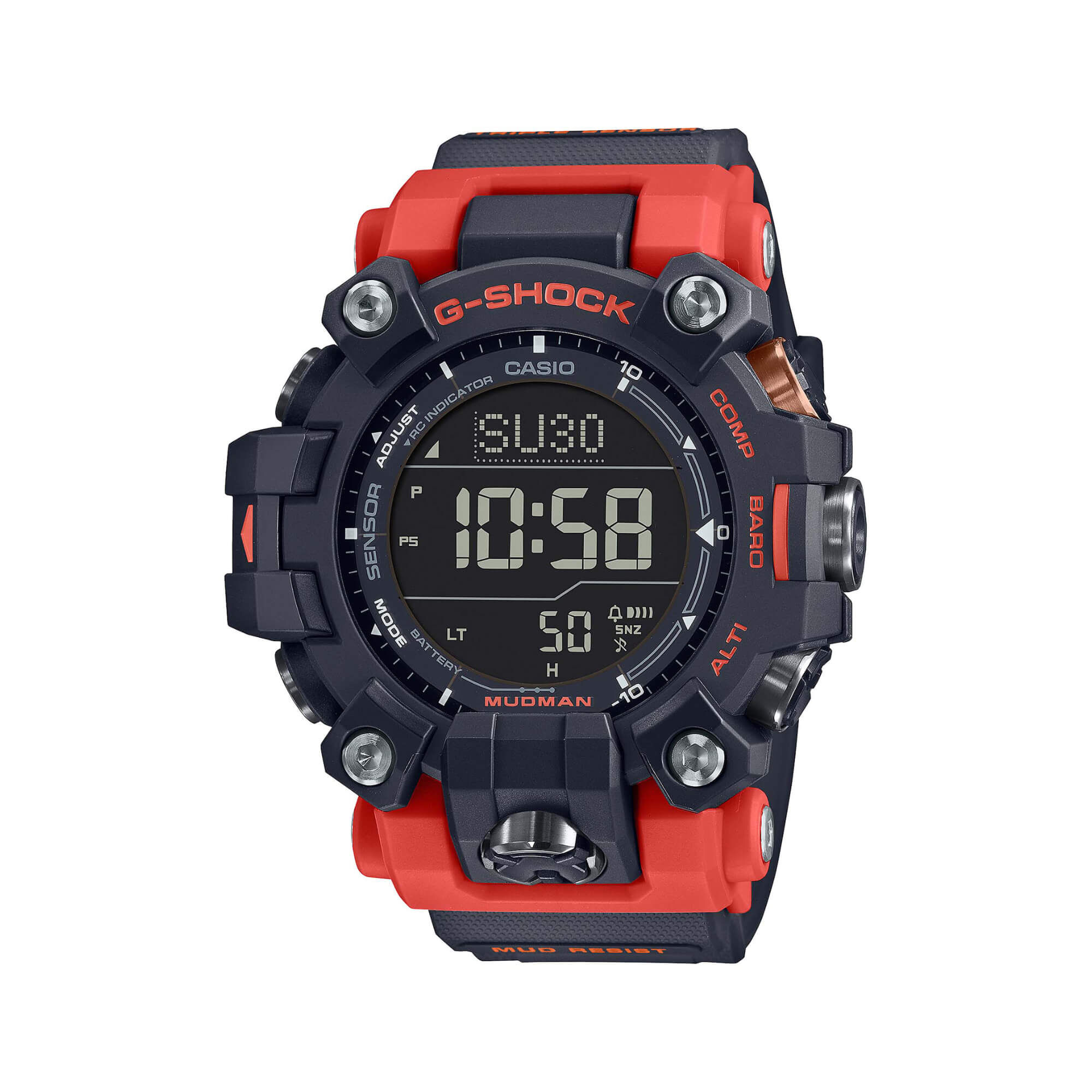 G-Shock Master of G - Land Mudman Watch Red and Black Resin Case and Strap, 56.7mm