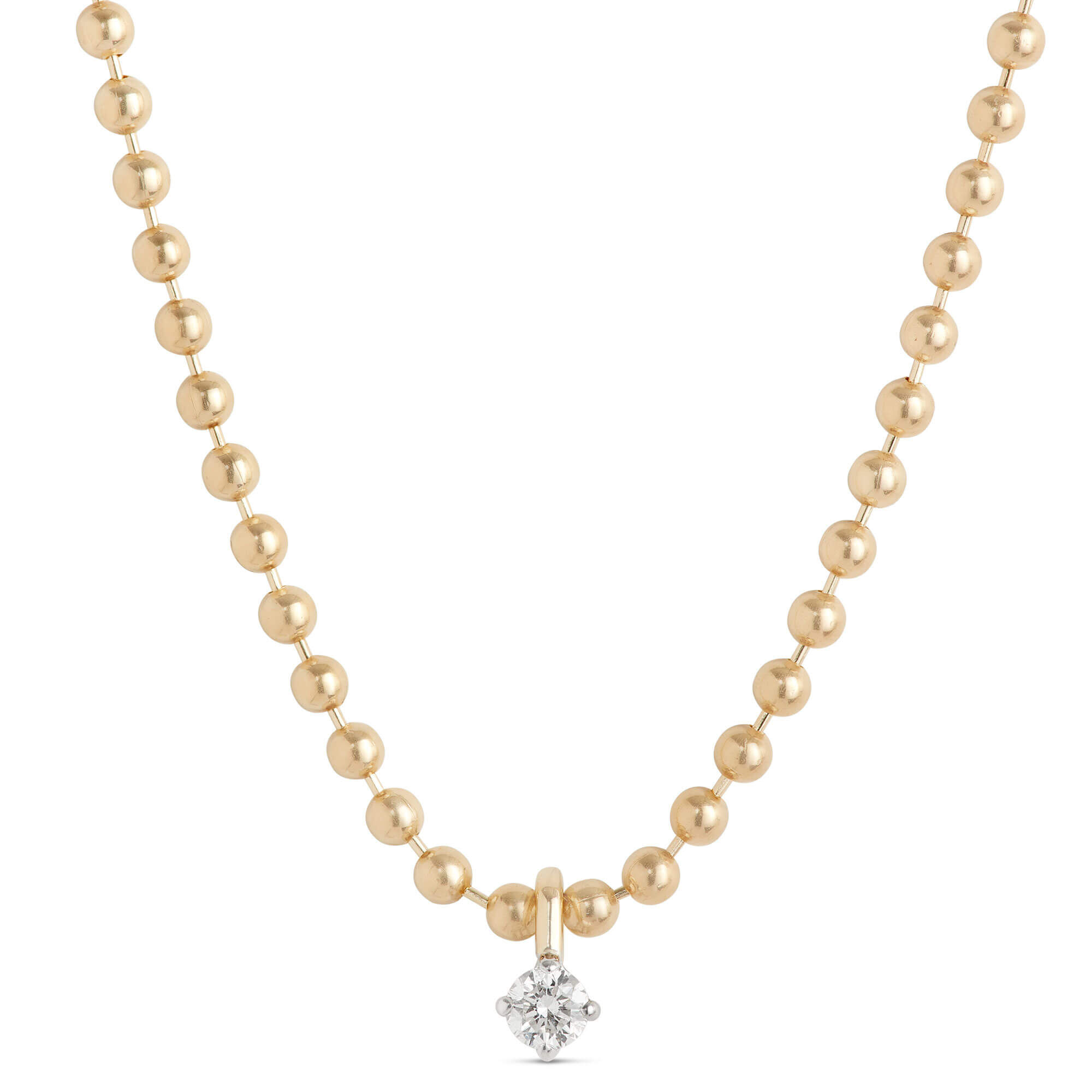 Ikuma Canadian Diamond Solitaire Beaded Chain Necklace, 14K Yellow Gold