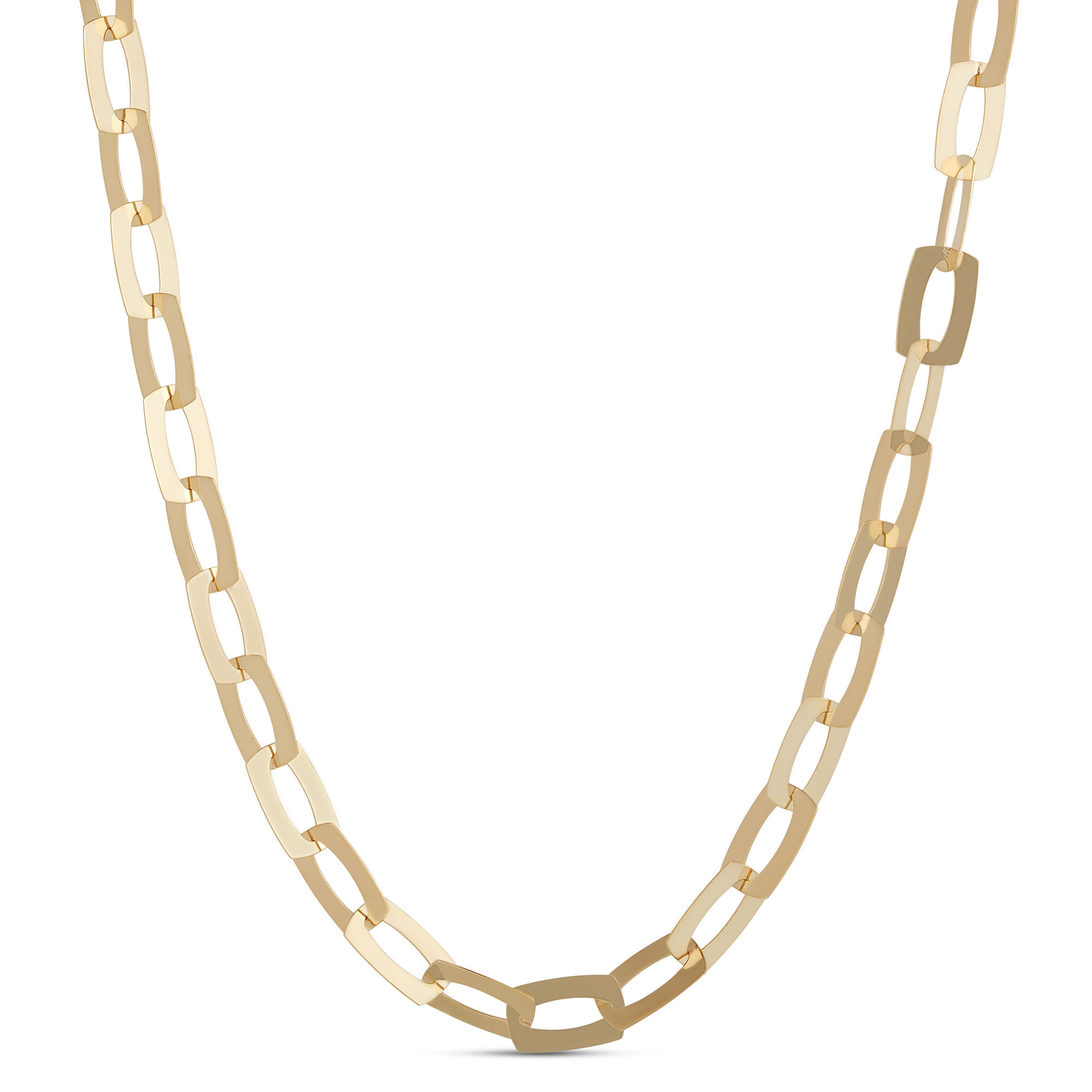 Toscano 18-Inch Flat Link Necklace, 14K Yellow Gold