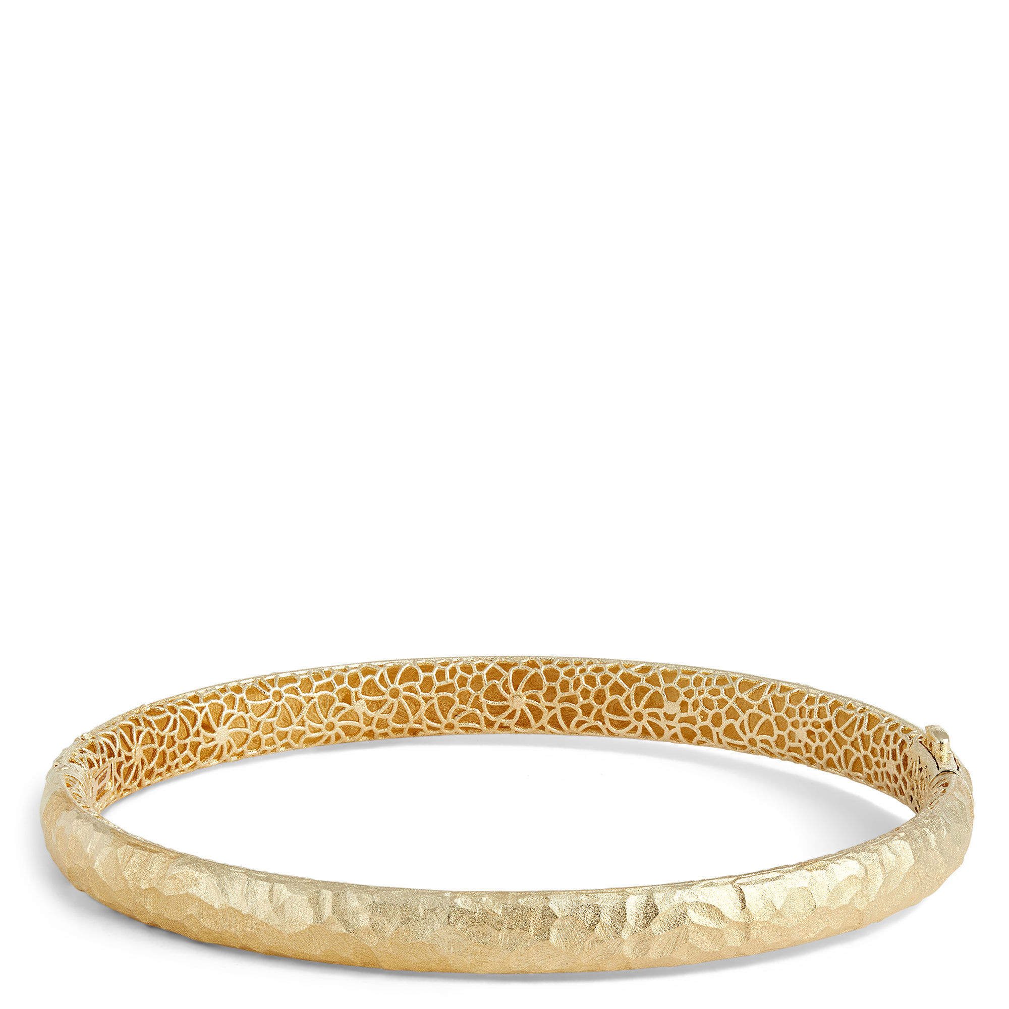 Toscano Hammered Satin Bangle, 14K Yellow Gold