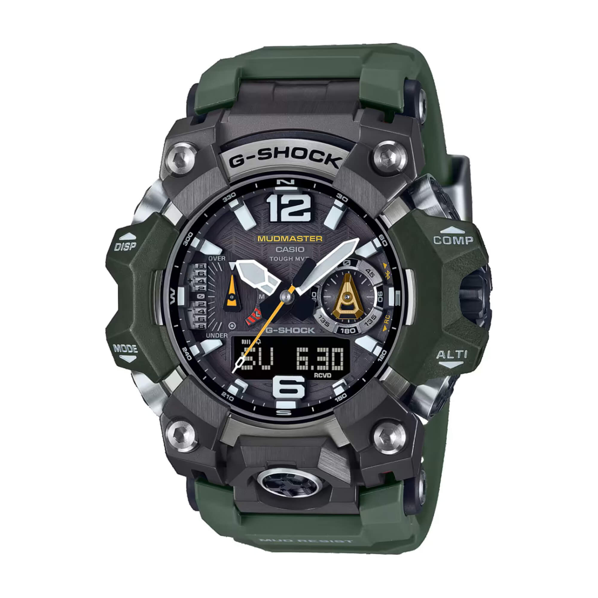 G-Shock Master of G-Land Mudmaster Watch Black Dial Green Resin Strap, 58.7mm
