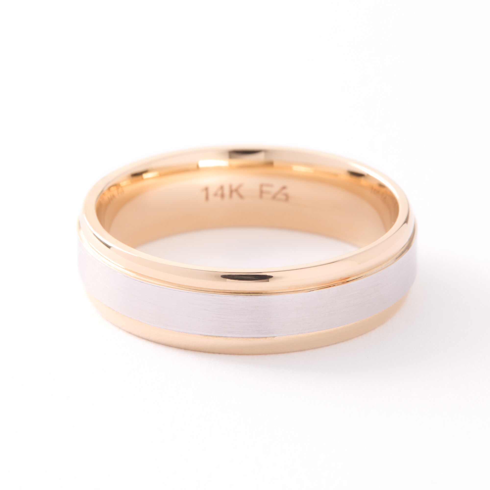 TRITON Two-Tone Gents Wedding Band, 14K Gold