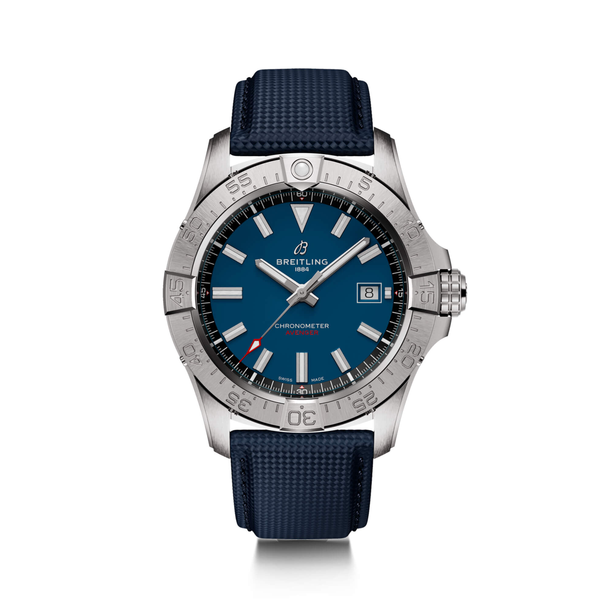 Breitling Avenger Automatic Watch Blue Dial Blue Leather Strap, 42mm