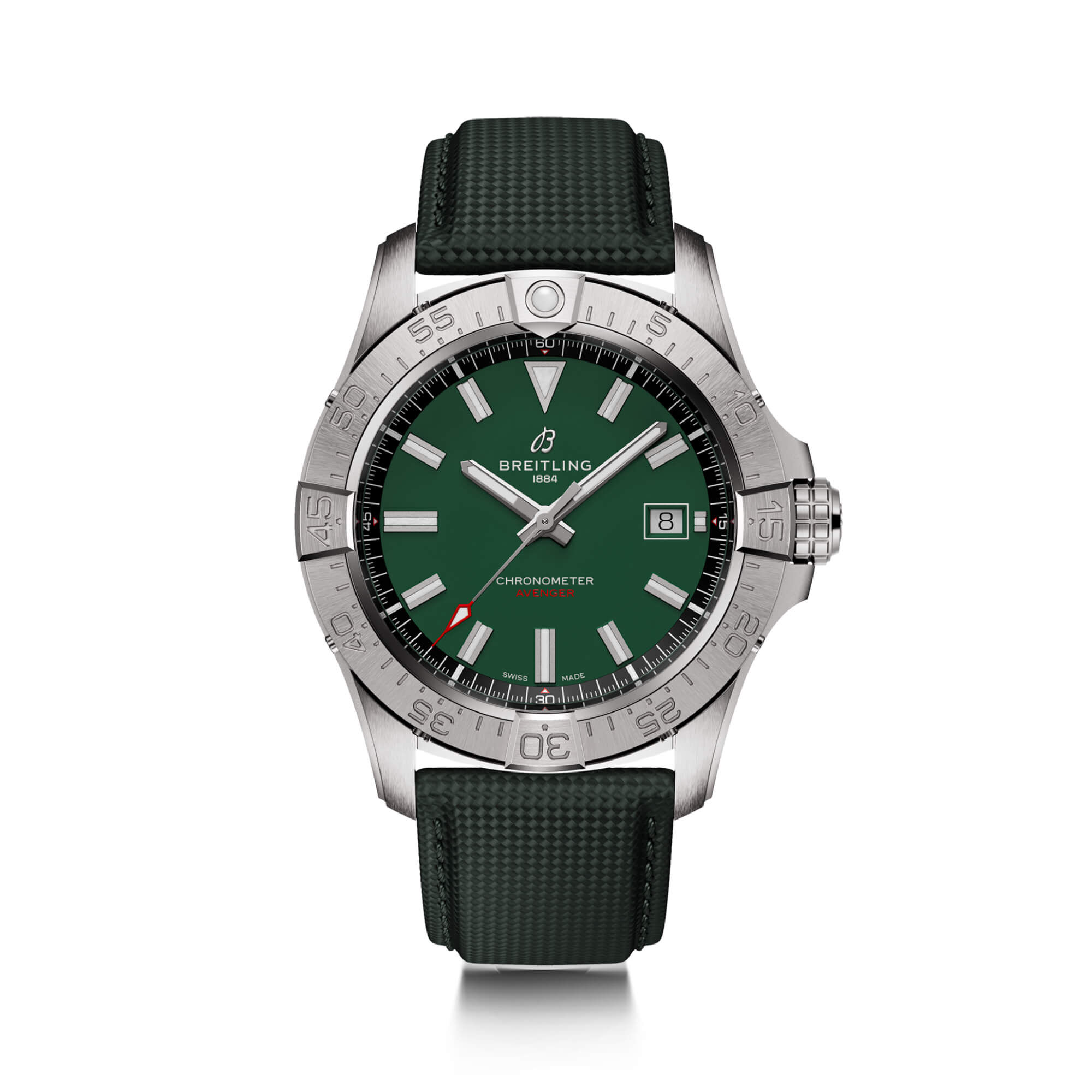 Breitling Avenger Automatic Watch Green Dial Green Leather Bracelet, 42mm