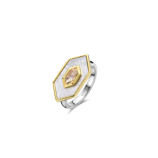 Ti Sento Two Tones Mother Pearl with Pink CZ