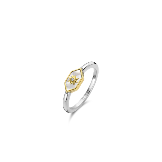 Ti Sento Ring with sun Two Tones Mother Pearl