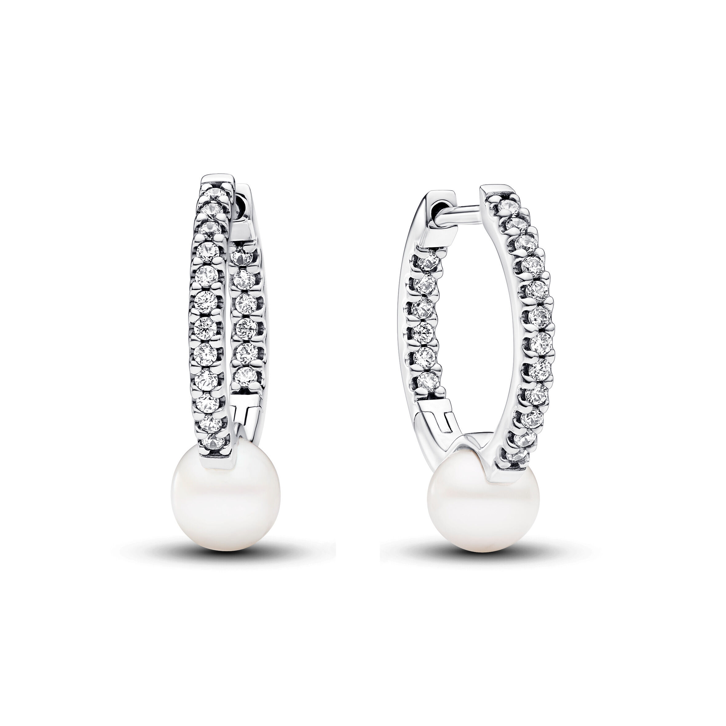 Pandora Treated Freshwater Cultured Pearl & Pavé Hoop Earrings