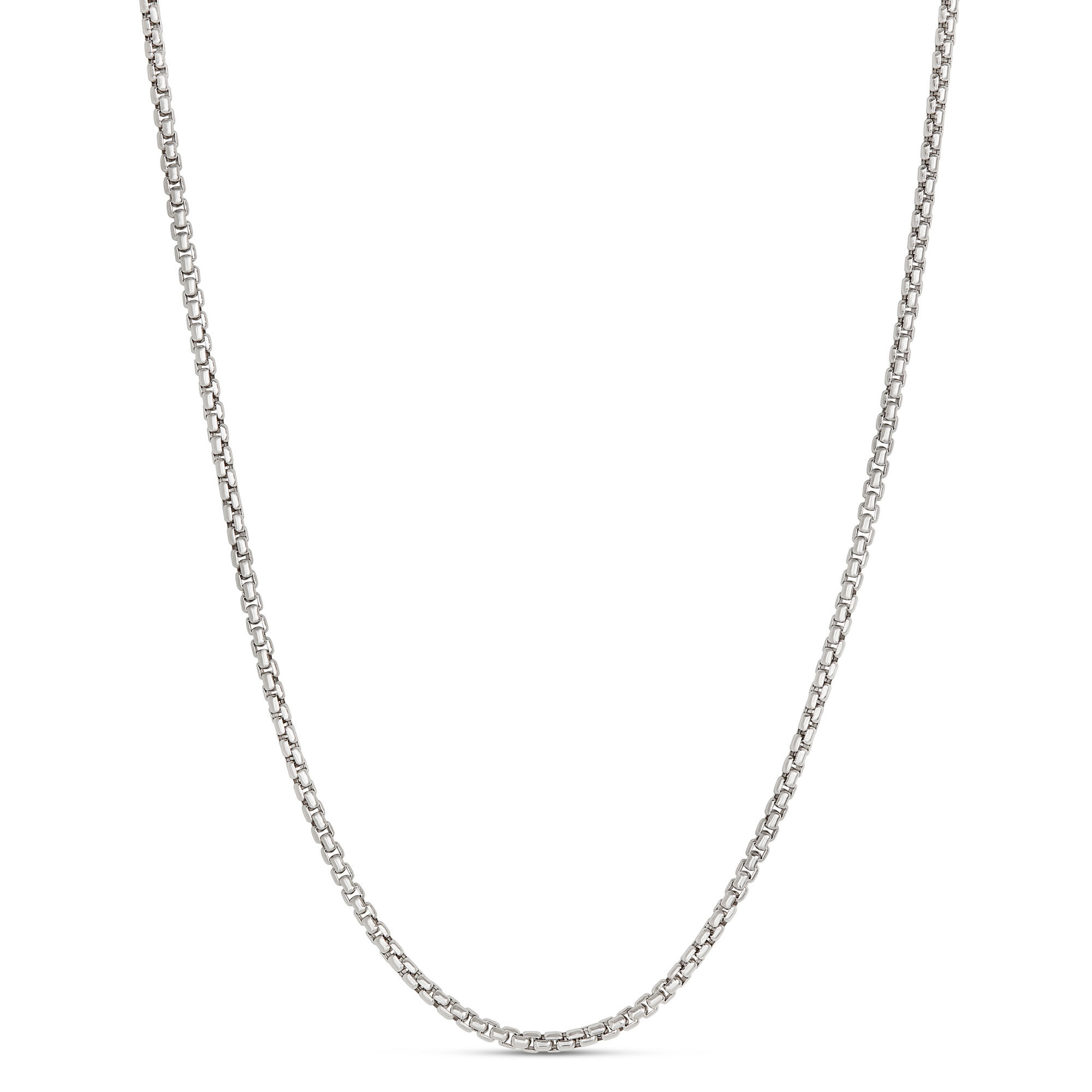 18-Inch Hollow Round Link Necklace, 14K White Gold