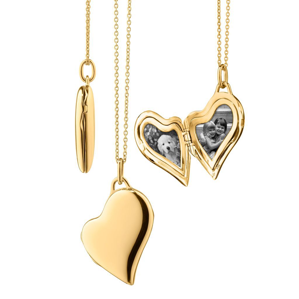 Monica Rich Kosann 22" Slim Heart Locket Necklace, 18K Yellow Gold