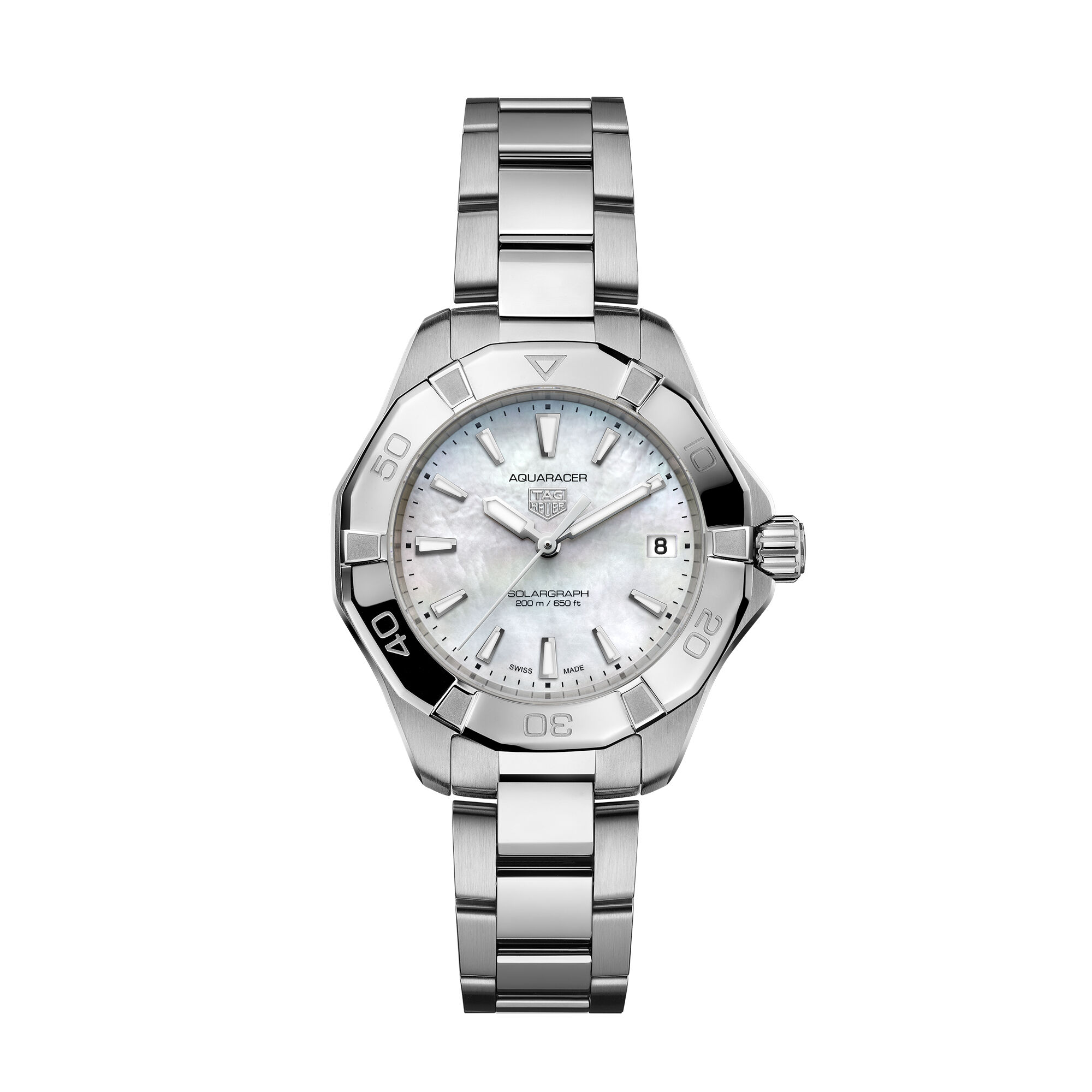 TAG Heuer Aquaracer Professional 200 Solargraph White Dial, Steel, 34mm