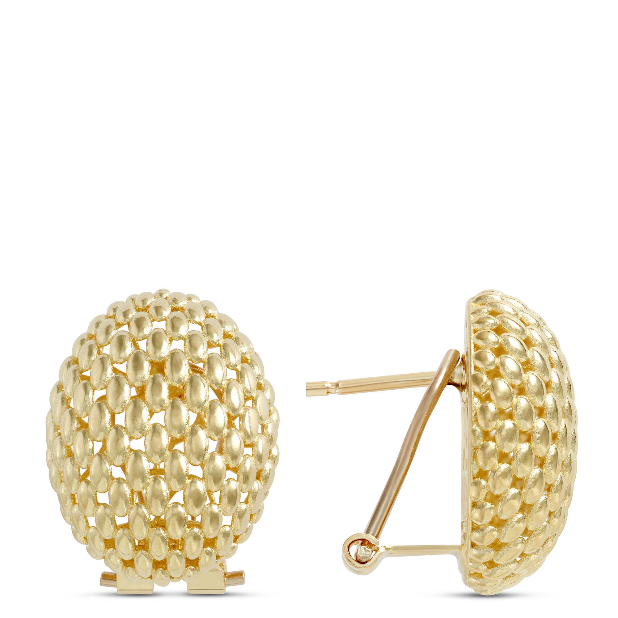Toscano Quilted Hoop Earrings, 14K Yellow Gold