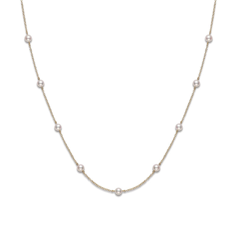 Mikimoto 16 Inch Akoya Cultured Pearl Necklace in 18K Yellow Gold