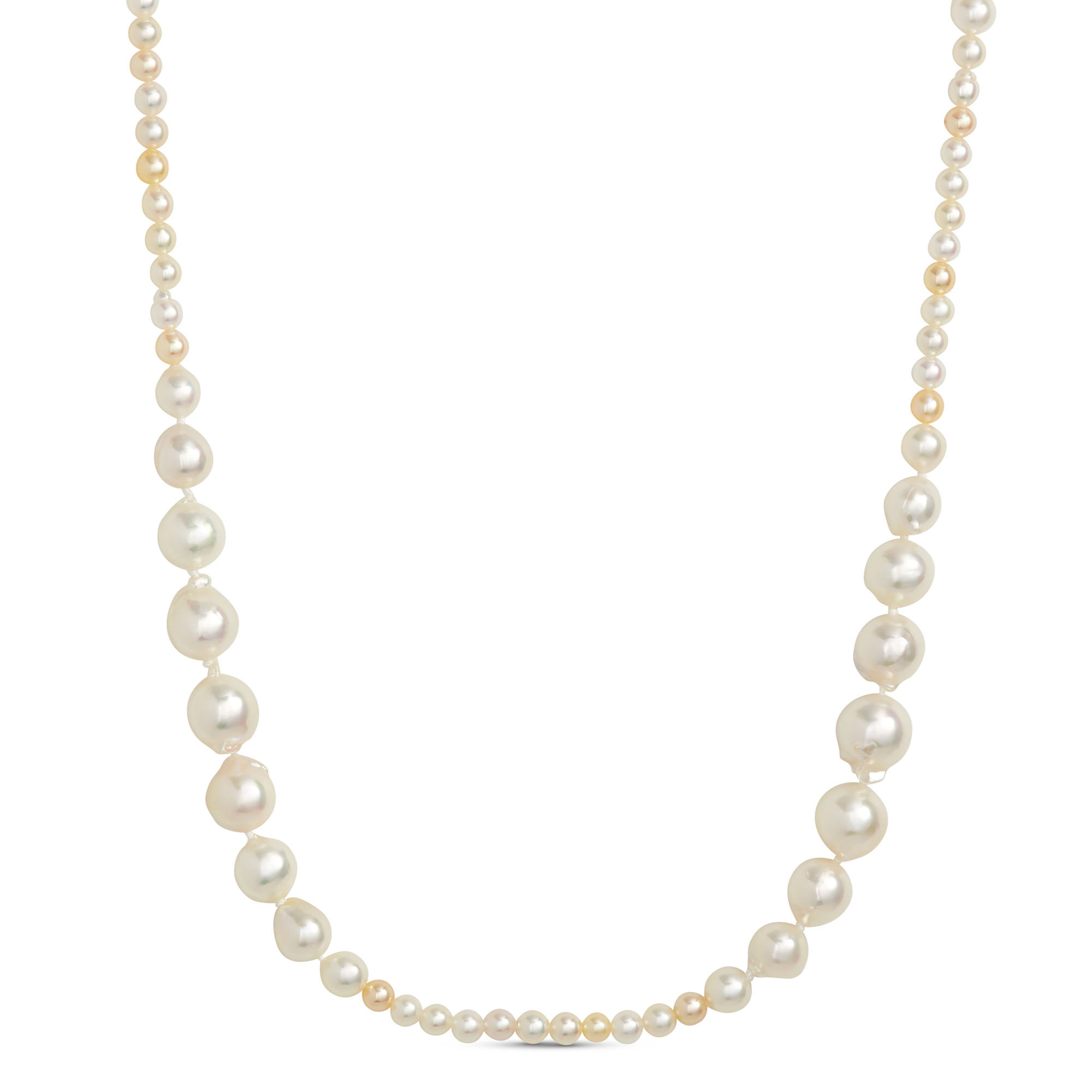 36-Inch Multicolor Cultured Akoya Pearl Necklace, Sterling Silver