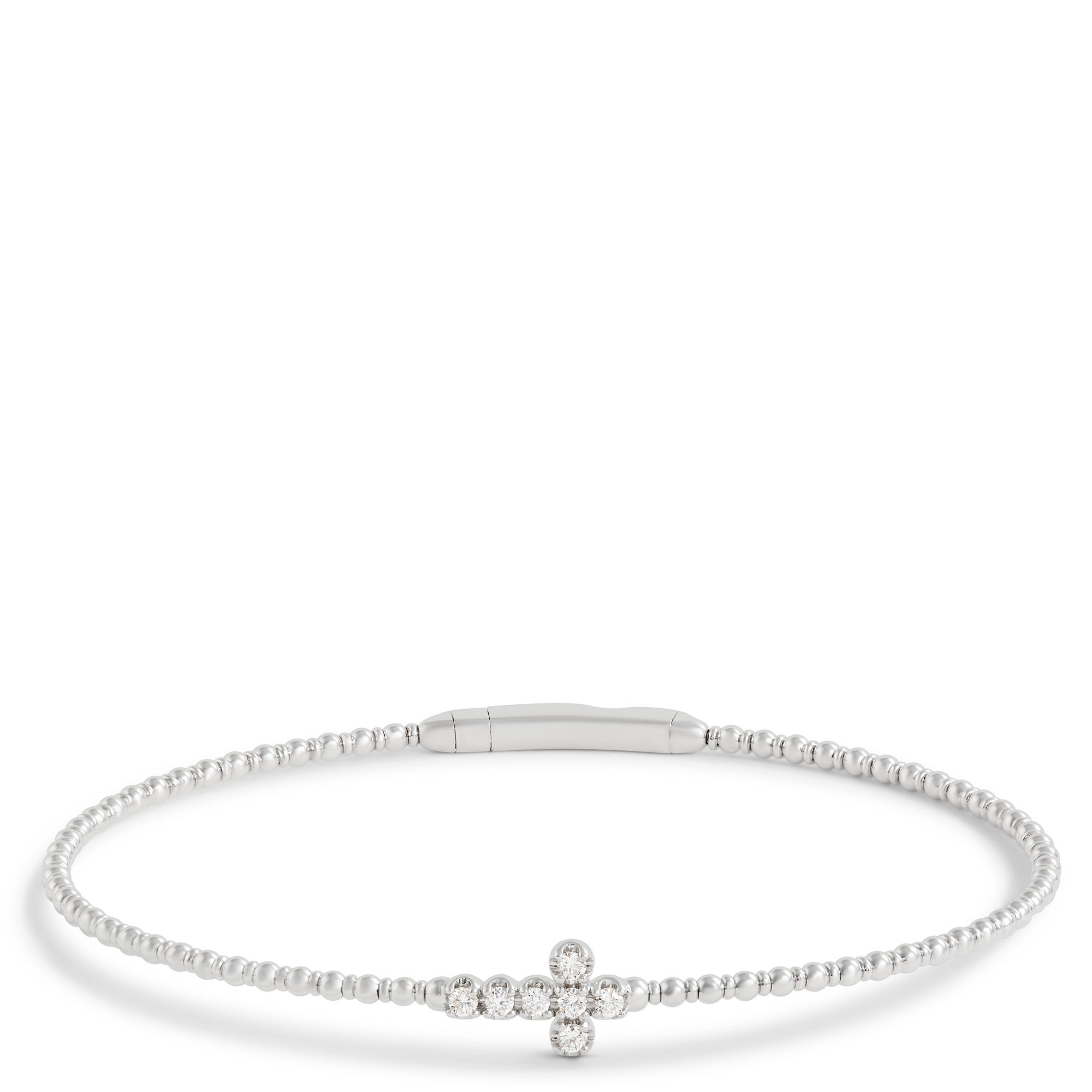 Flexy Cross Bangle Diamond Bracelet, 14K White Gold