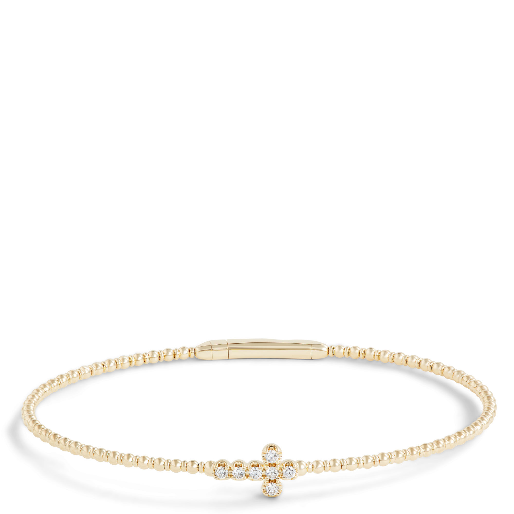 Flexy Cross Bangle Diamond Bracelet, 14K Yellow Gold