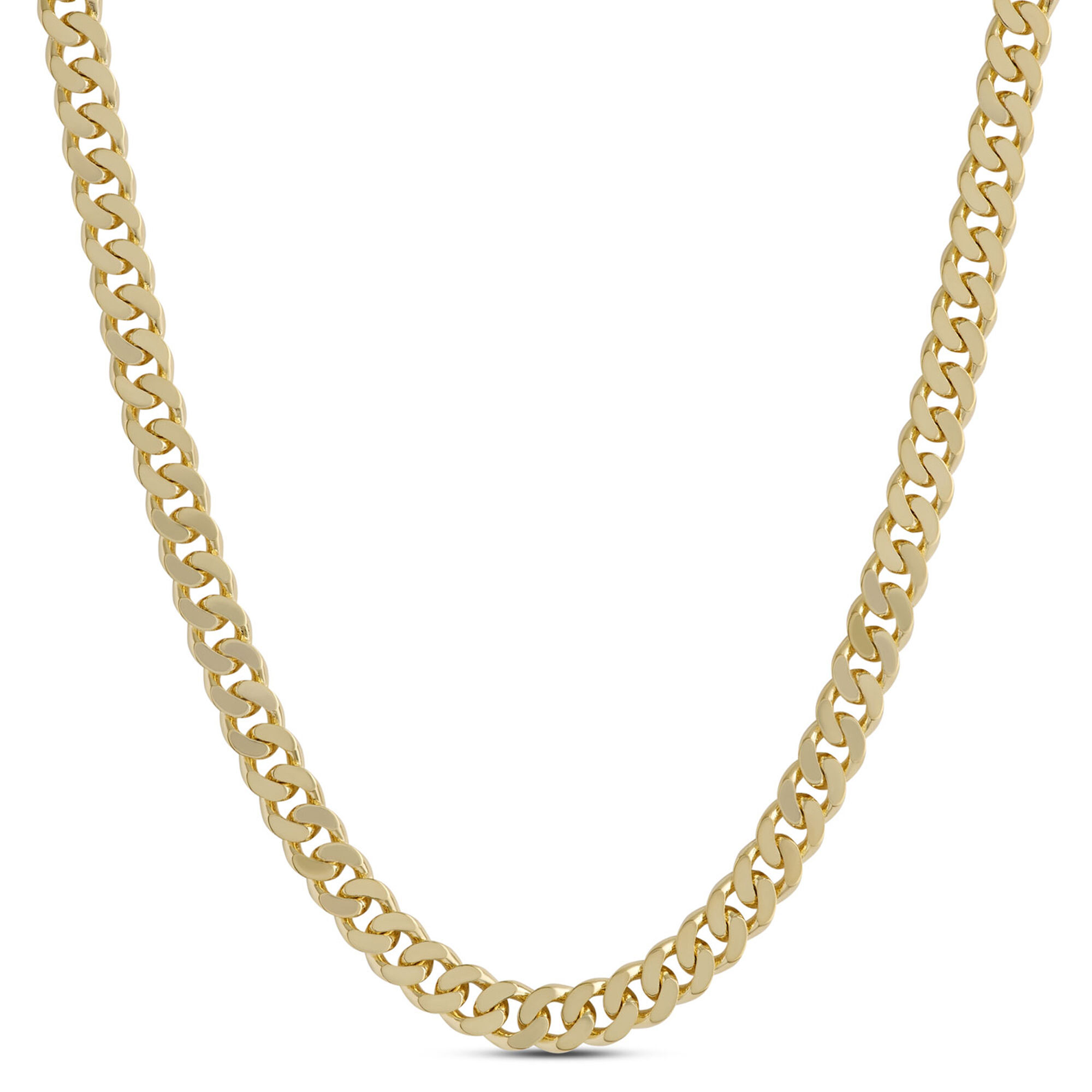 Toscano 24-Inch Mirror Curb Necklace, 14K Yellow Gold