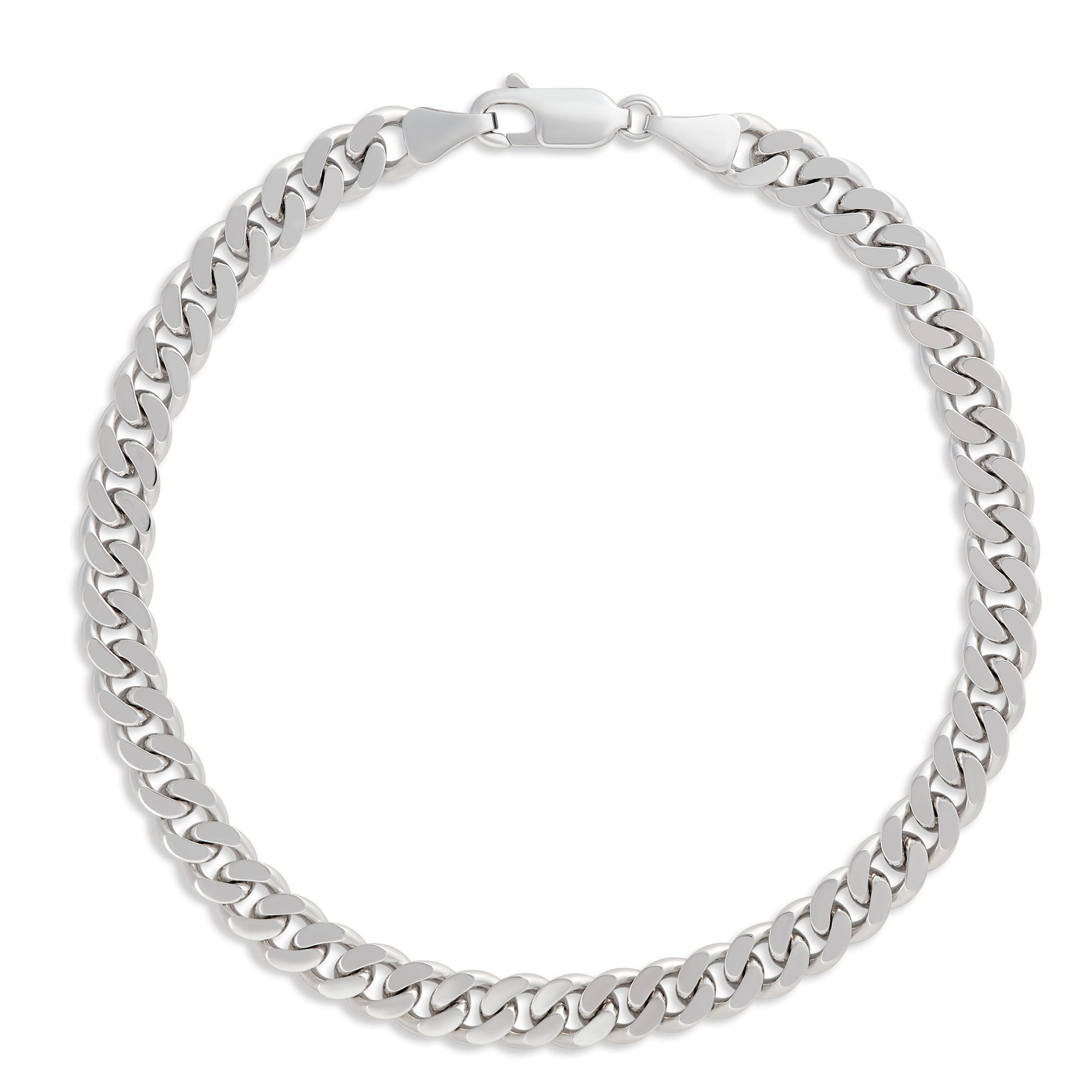 Toscano 8-Inch Mirror Curb Bracelet, 14K White Gold