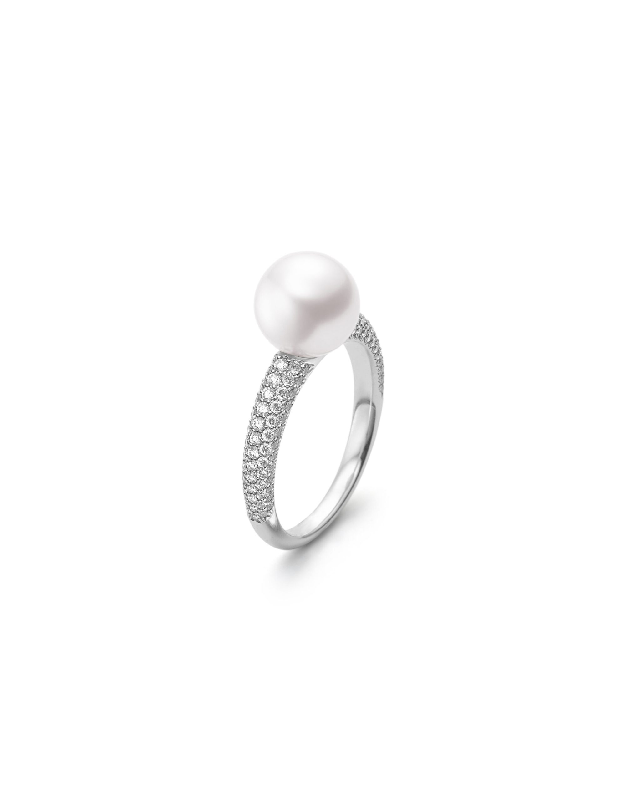 Mikimoto Akoya Cultured Pearl Ring 8.5mm in 18K White Gold with Diamond