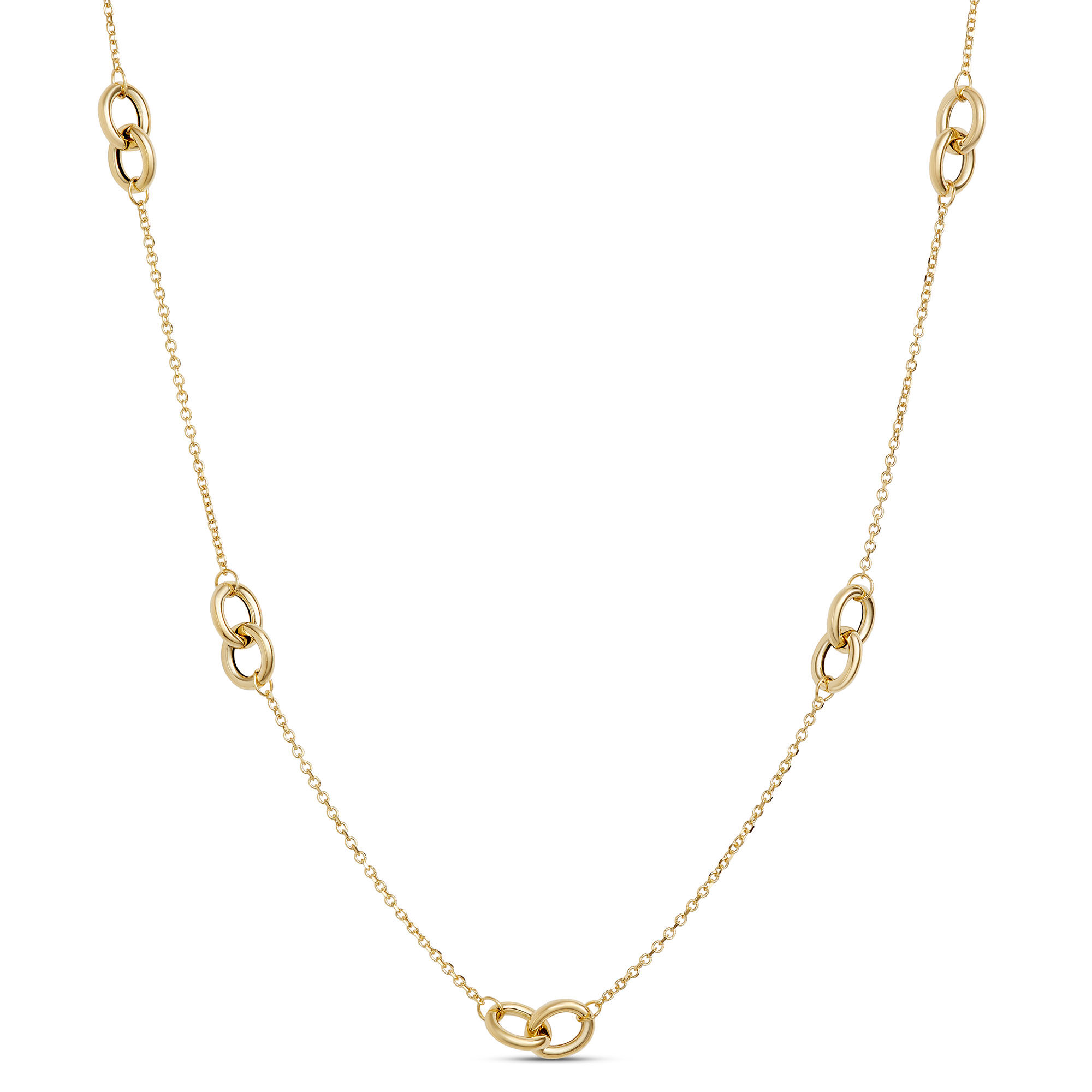 18-Inch Gold Necklace with Linked Stations, 14K Yellow Gold