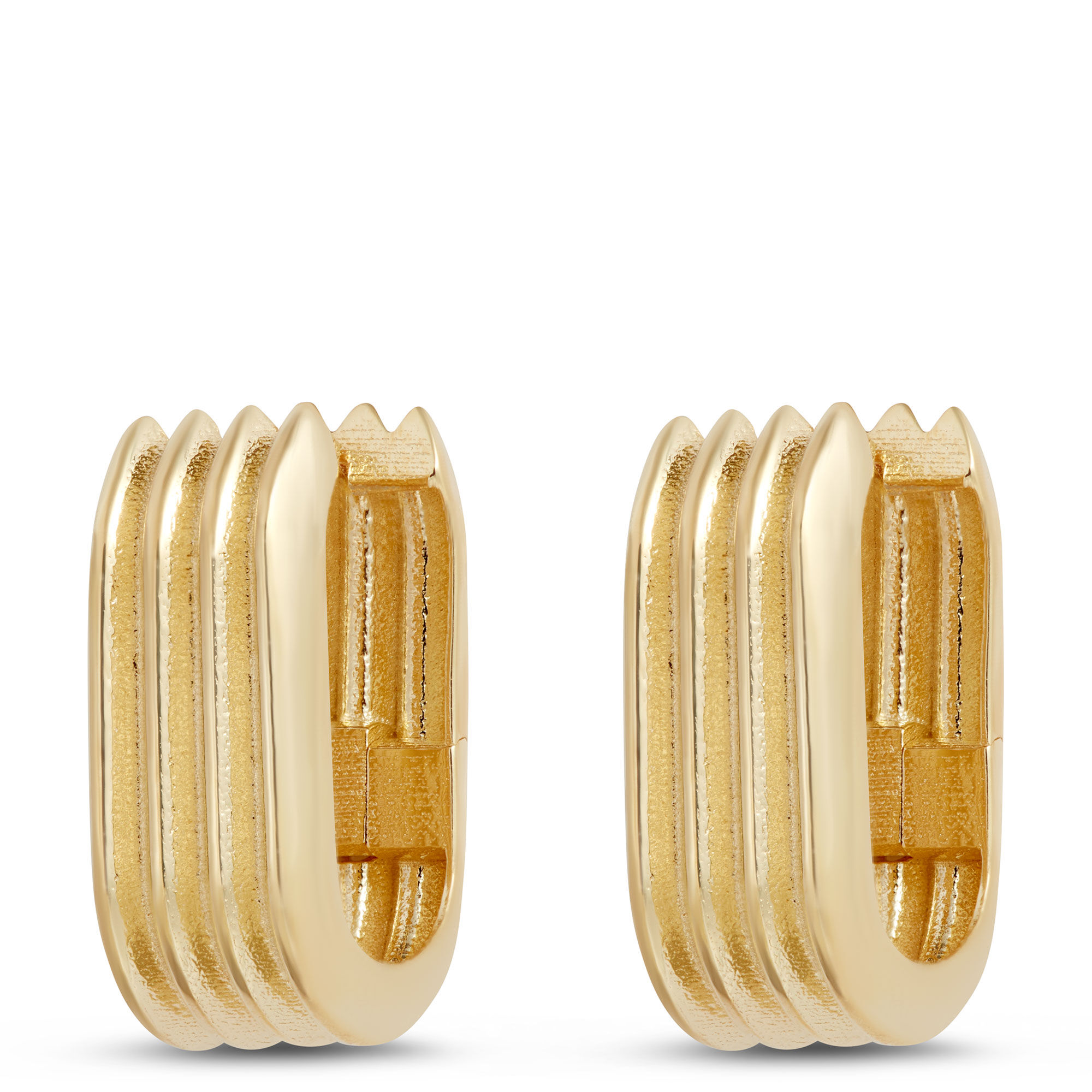 Toscano 3-Section Oval Hoop Earrings, 14K Yellow Gold