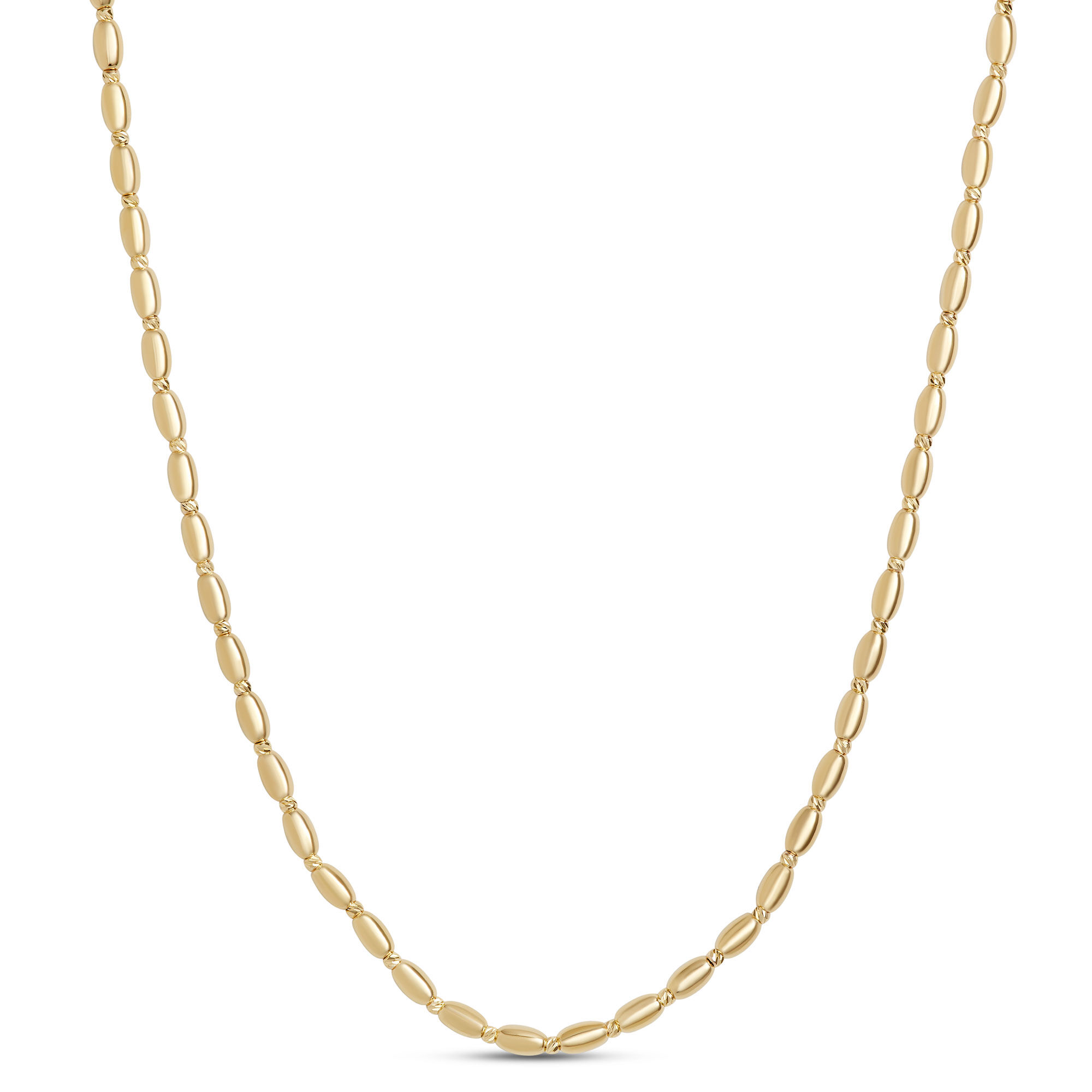 Toscano 18-Inch Oval Bead Necklace, 14K Yellow Gold