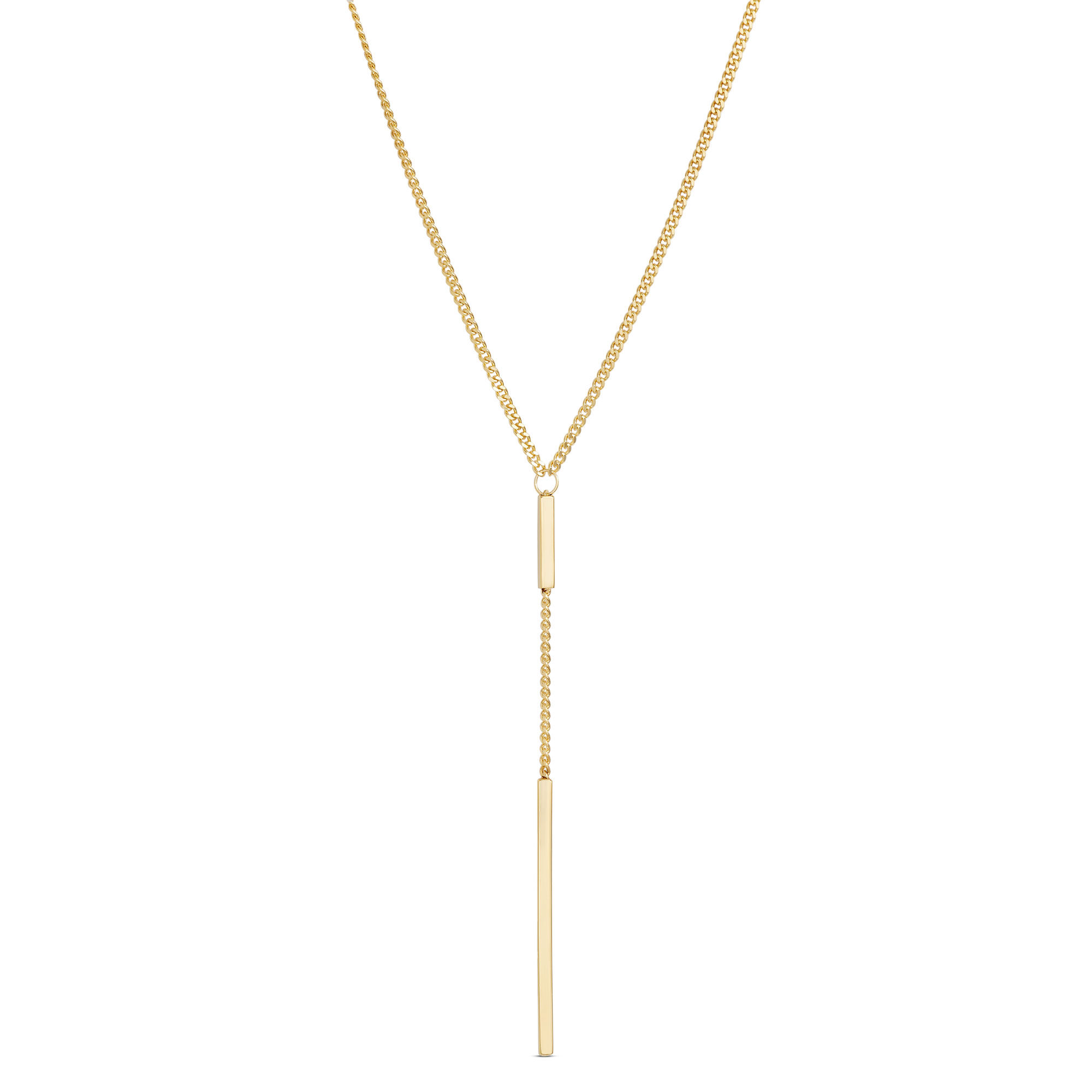 18-Inch Double Bar Gold Necklace, 14K Yellow Gold