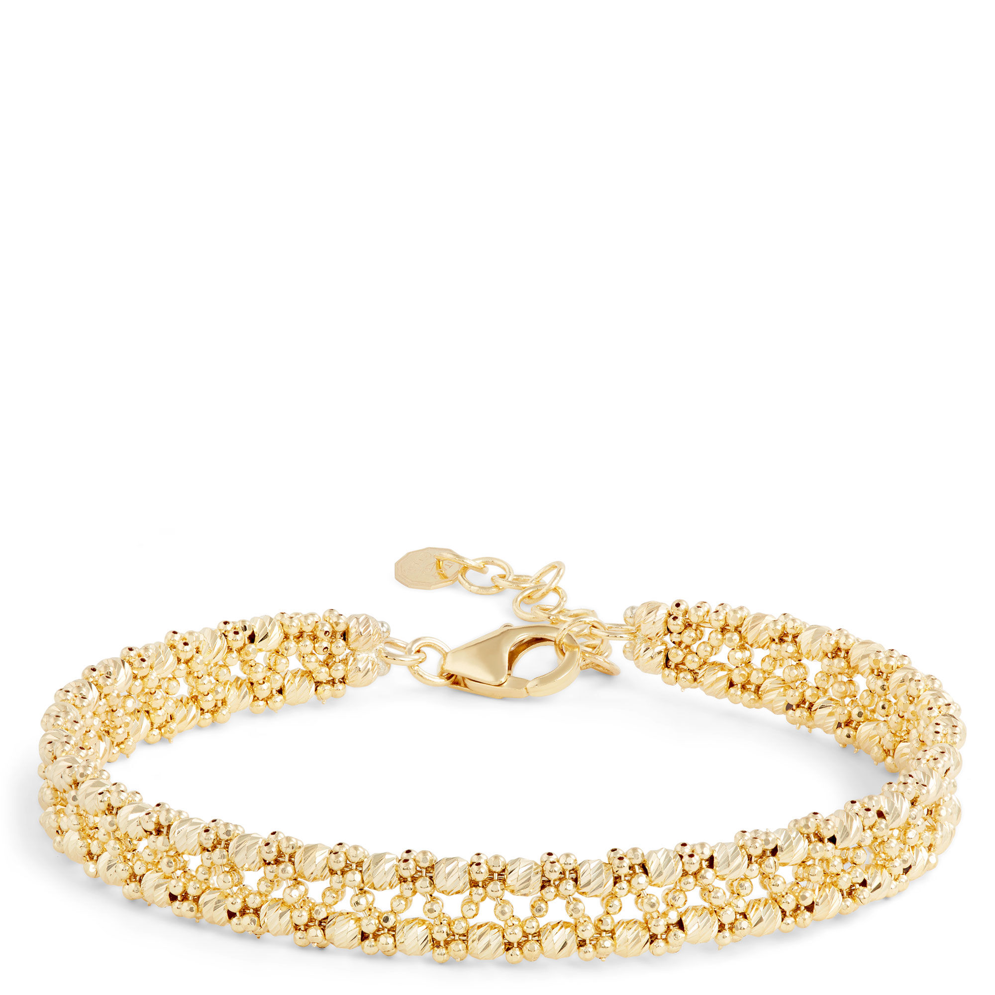 Toscano 7-Inch Double Row Flexy Beaded Bracelet, 14K Yellow Gold