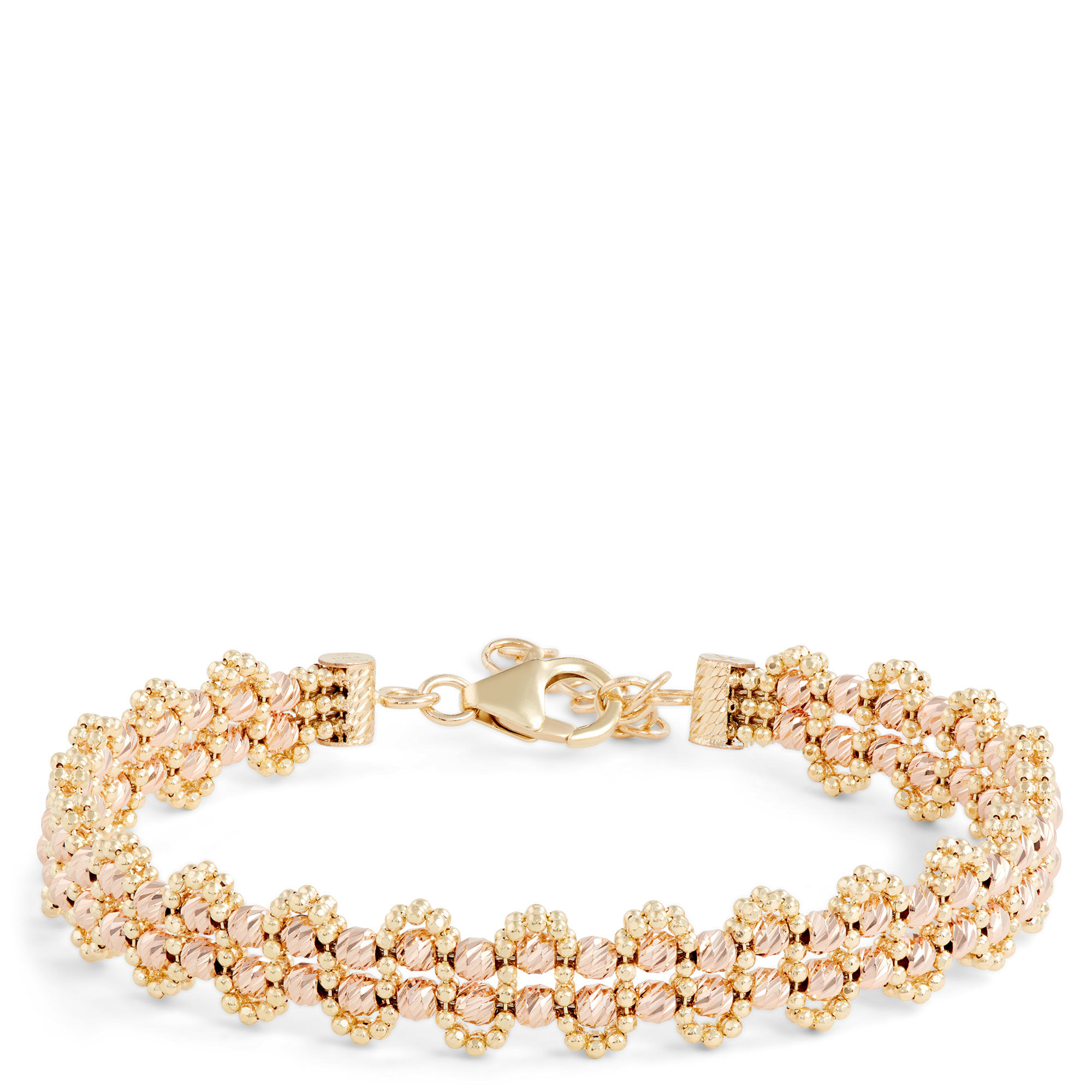 Toscano Two-Tone Flexy Beaded Bracelet, 14K Yellow and Rose Gold