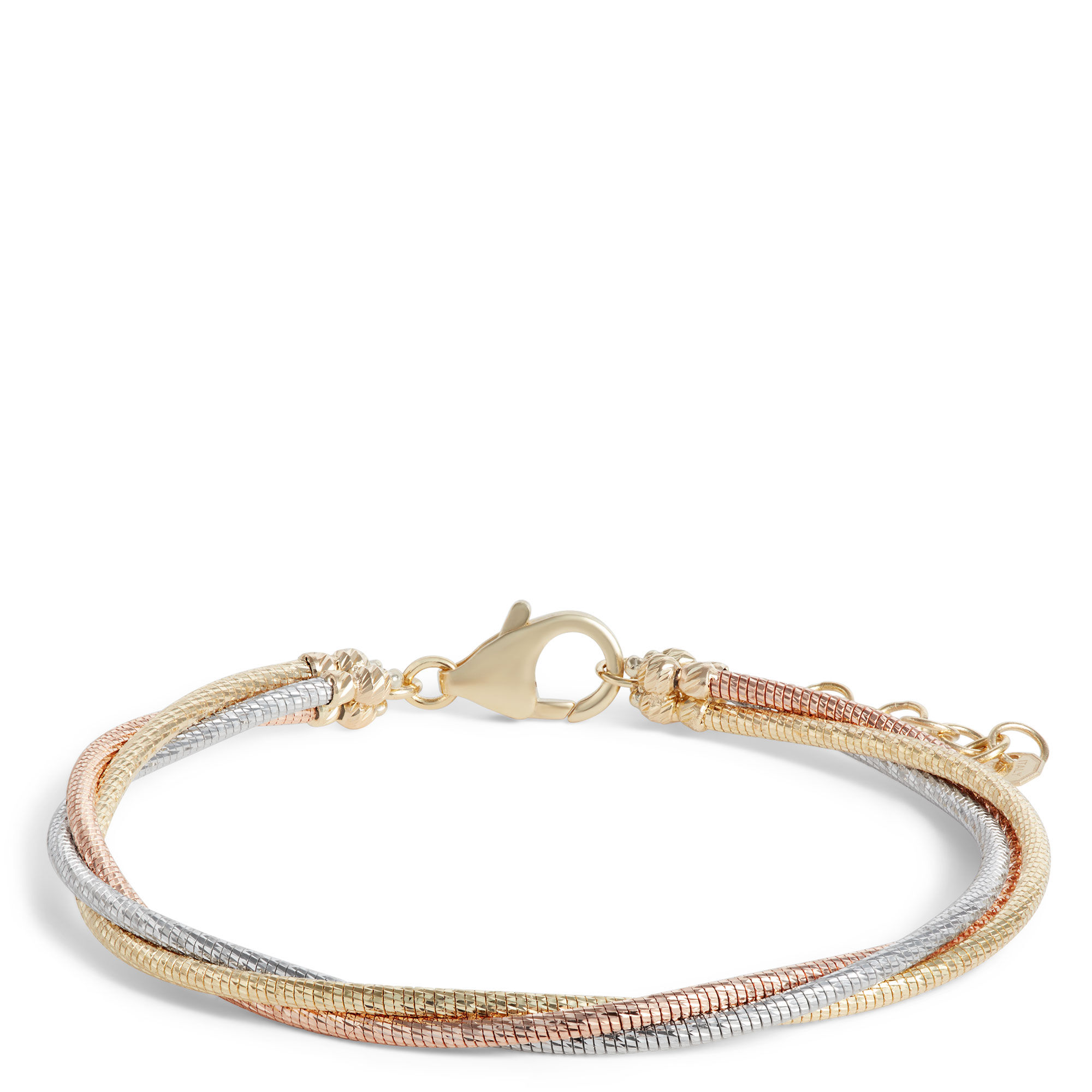 Toscano Tri-Colored Bracelet, 14K White, Yellow and Rose Gold