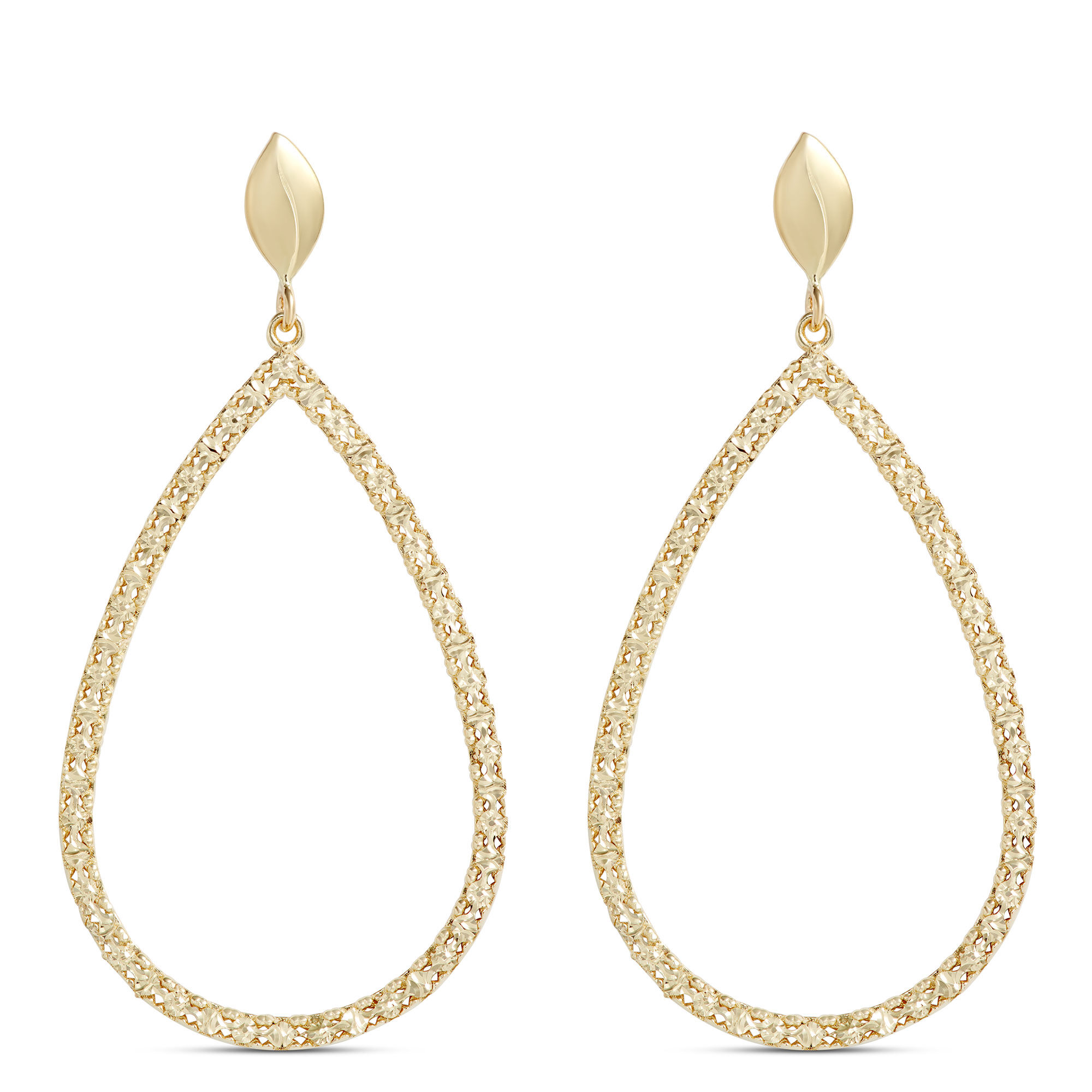 Toscano Open Pear Drop Earrings, 14K Yellow Gold