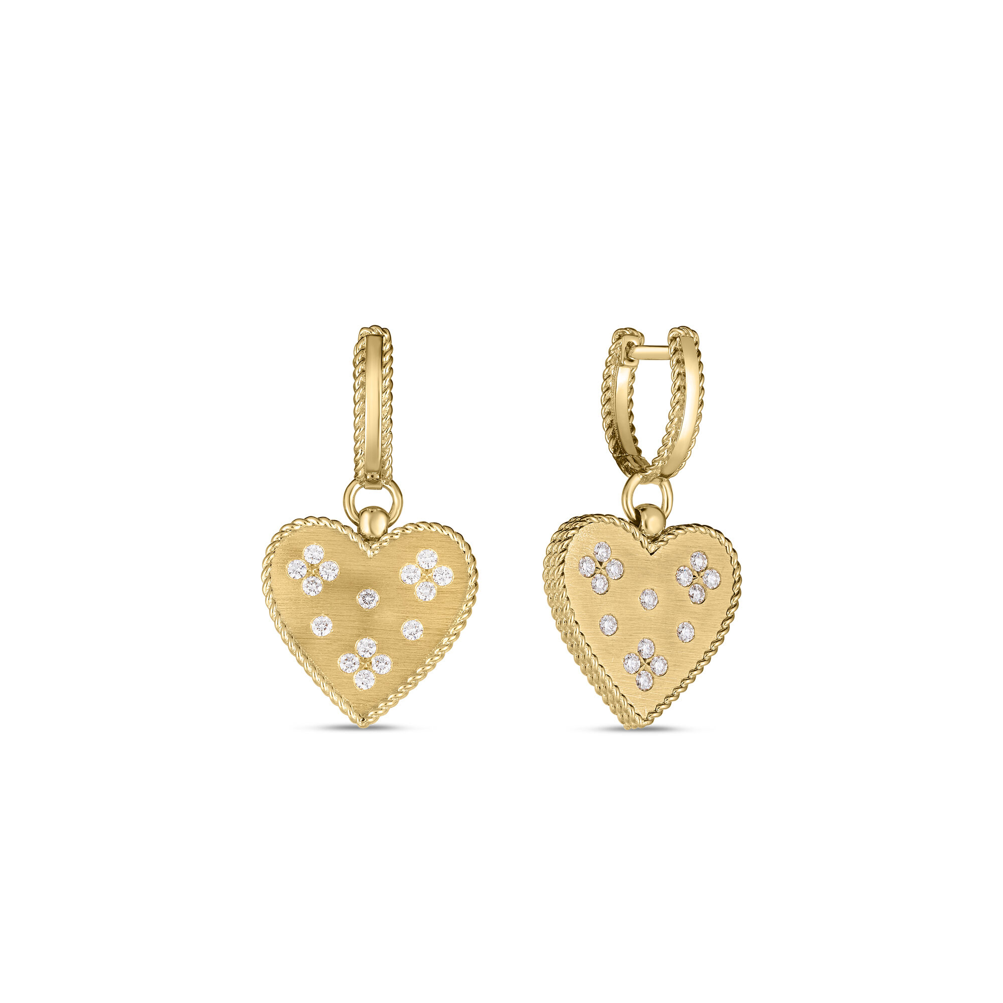 Robert Coin 18k Yellow Gold Venetian Princess Medium Heart Medallion Dangle Earrings