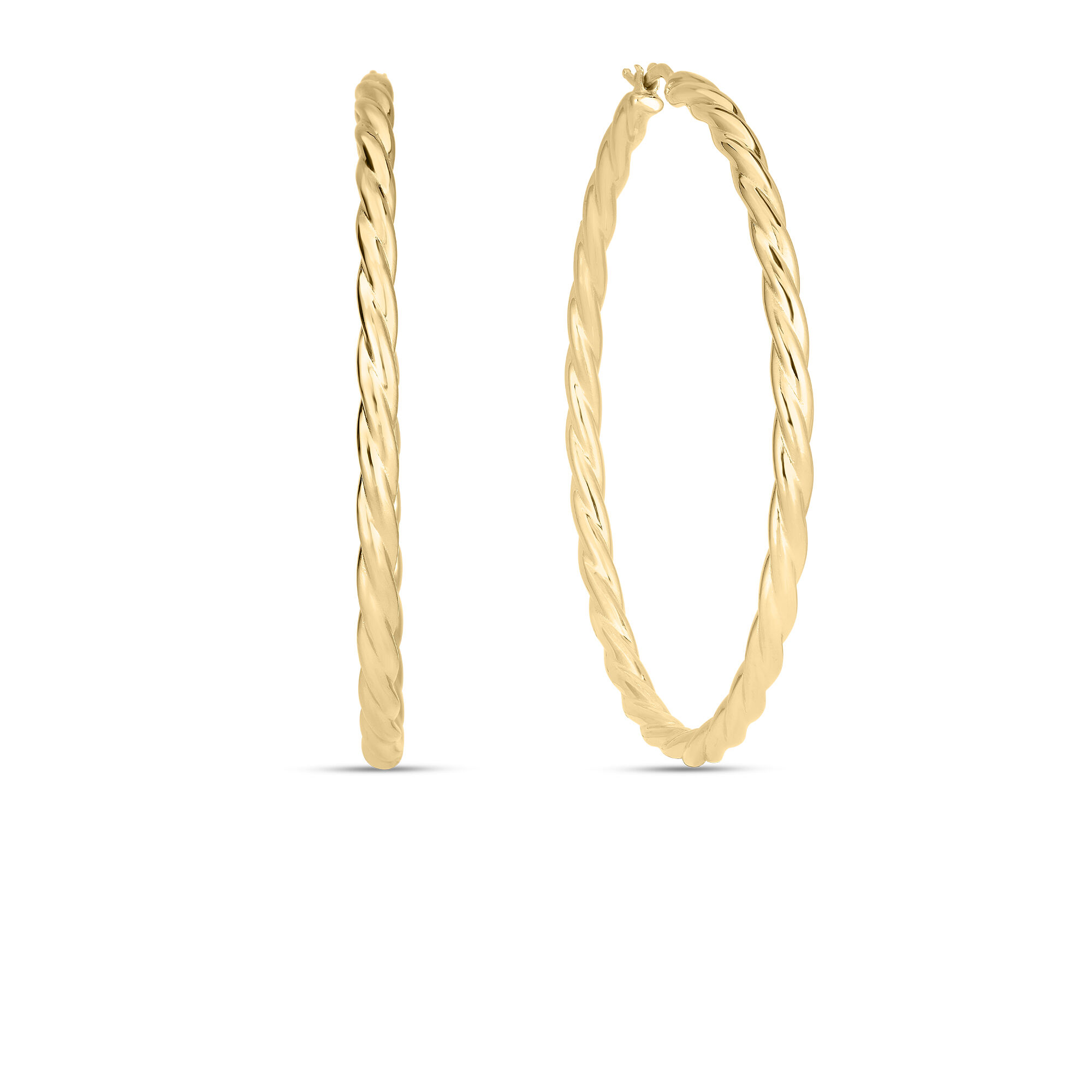 Roberto Coin 18k Yellow Designer Gold Large Twisted Hoop Earrings